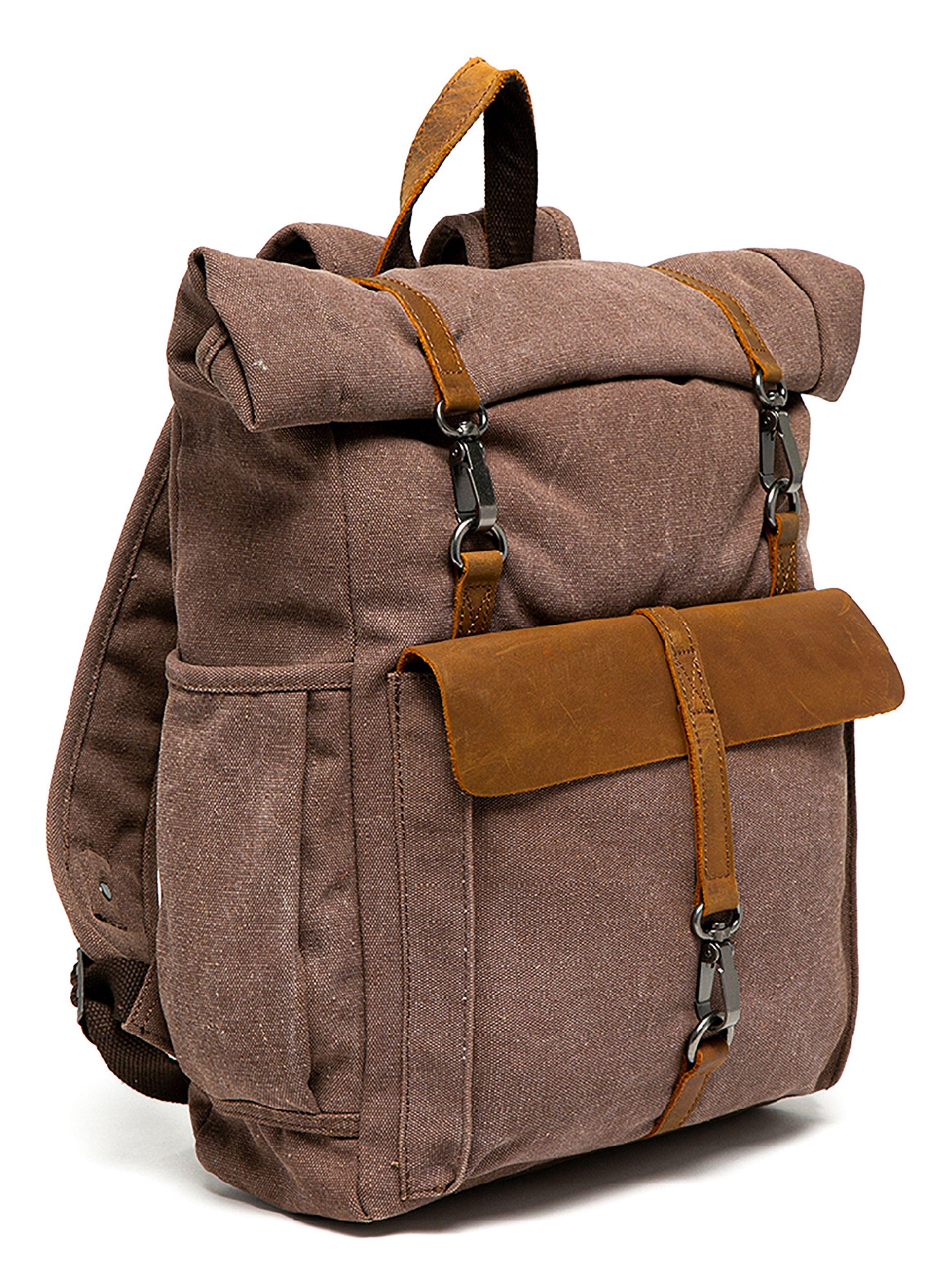 Mochila Doblez Superior Chocolate Correas Frontal Cuero-0