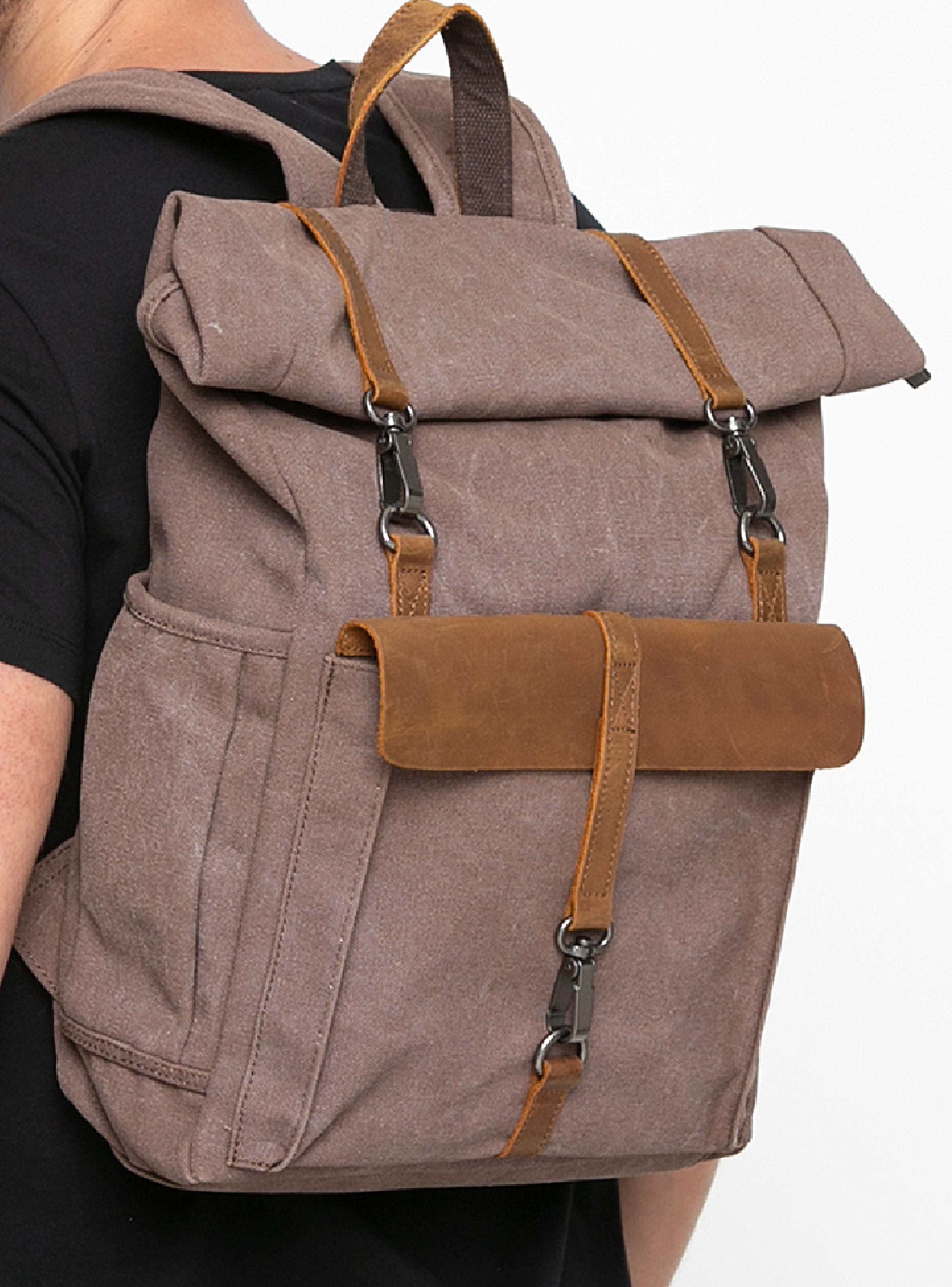 Mochila Doblez Superior Chocolate Correas Frontal Cuero-4