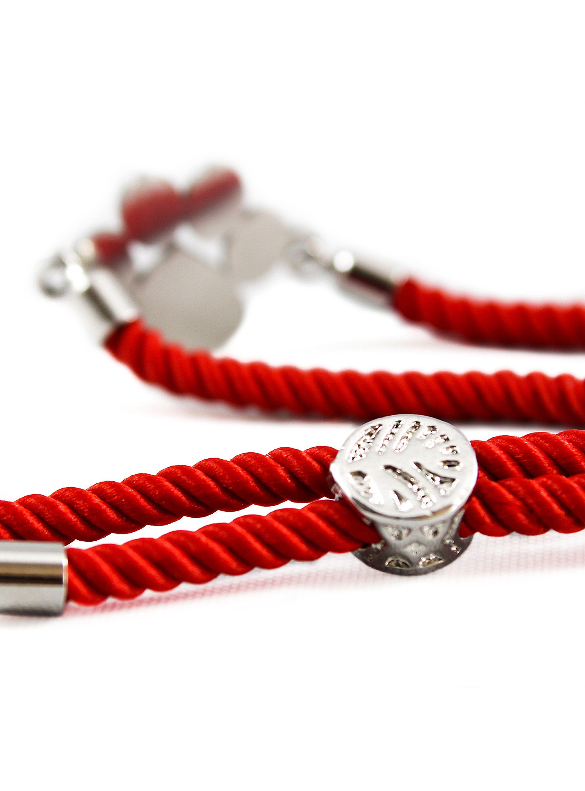 Pulsera de Cuerda Rojo y Placa de Huella Mascota Ajustable-3