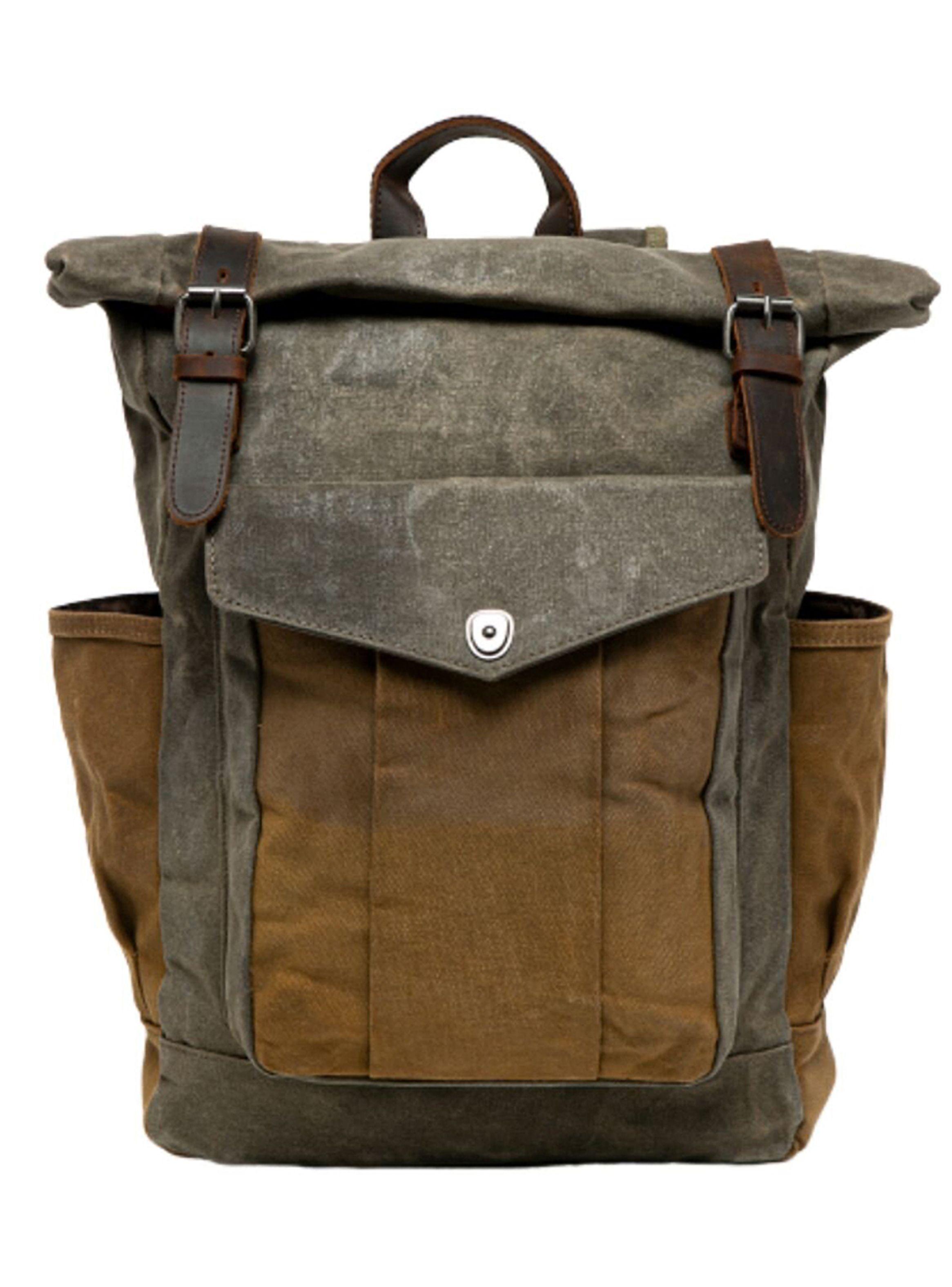 Mochila Lona Combinada Detalles en Cuero-0
