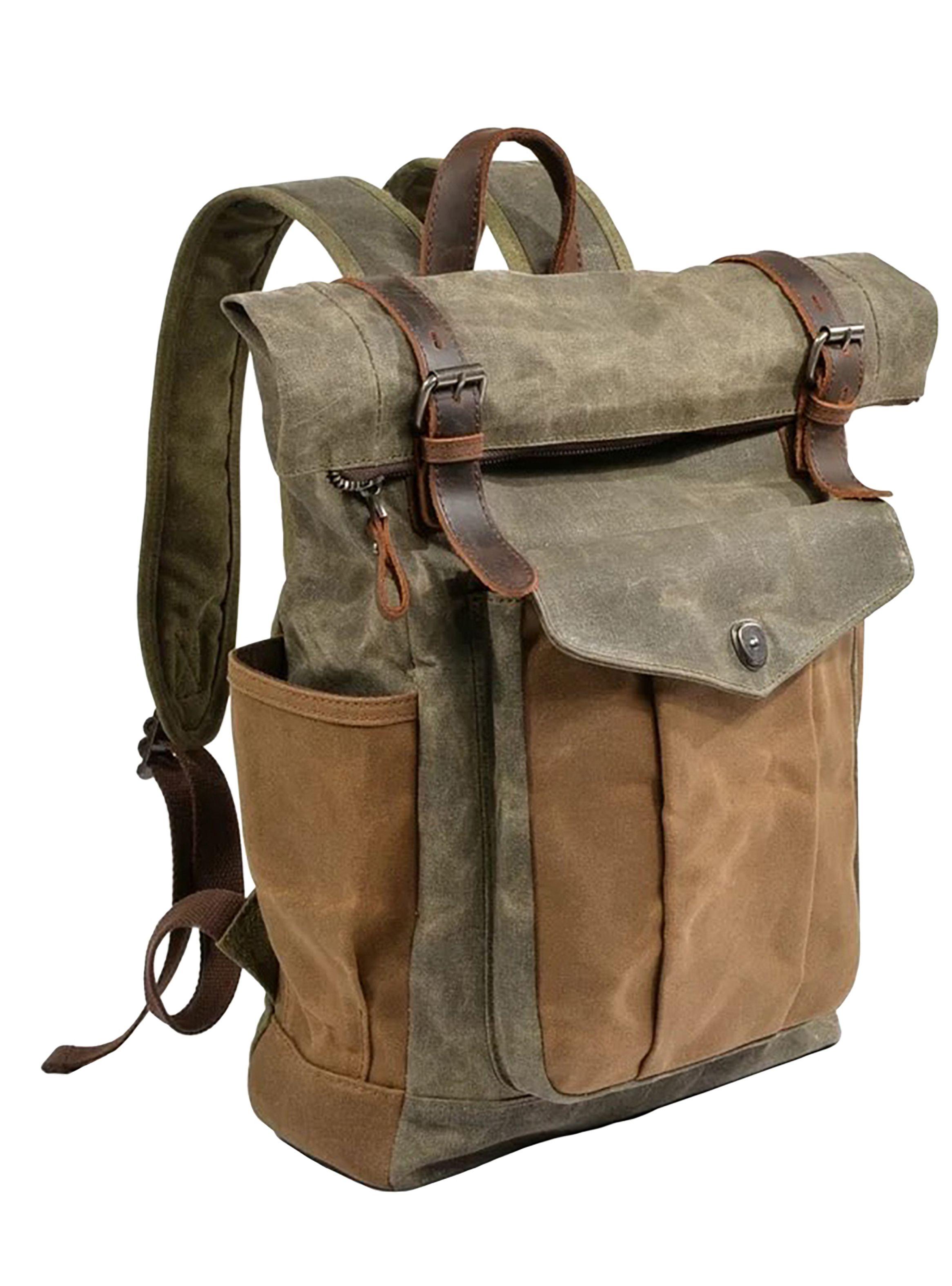 Mochila Lona Combinada Detalles en Cuero-1