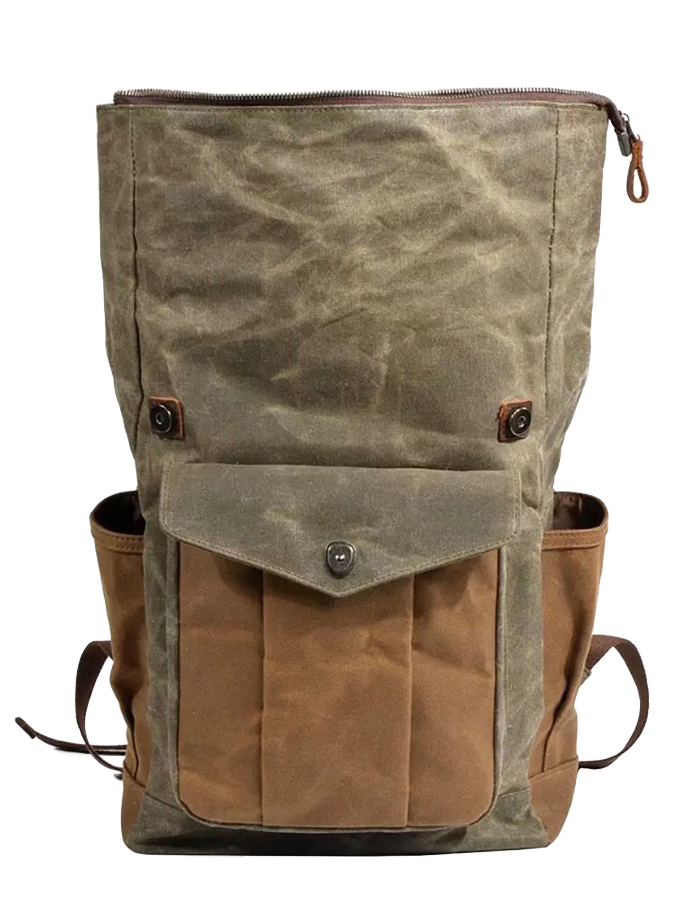 Mochila Lona Combinada Detalles en Cuero-2