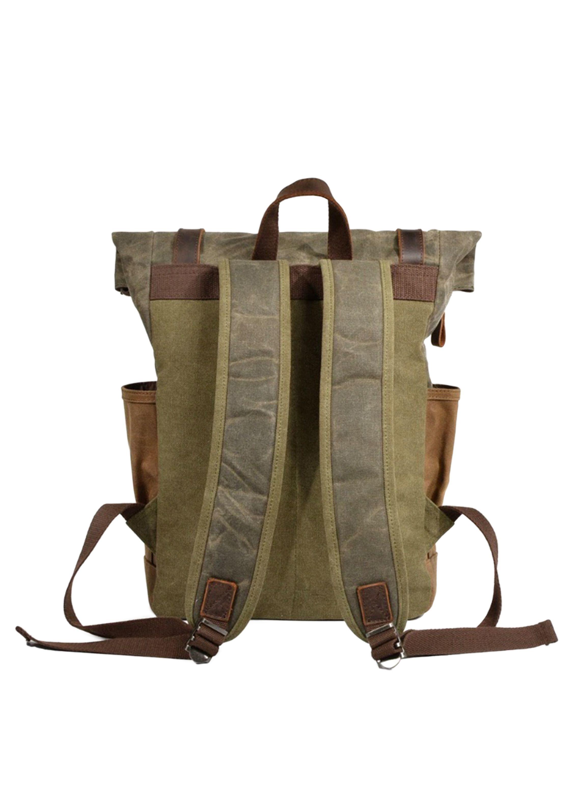 Mochila Lona Combinada Detalles en Cuero-3