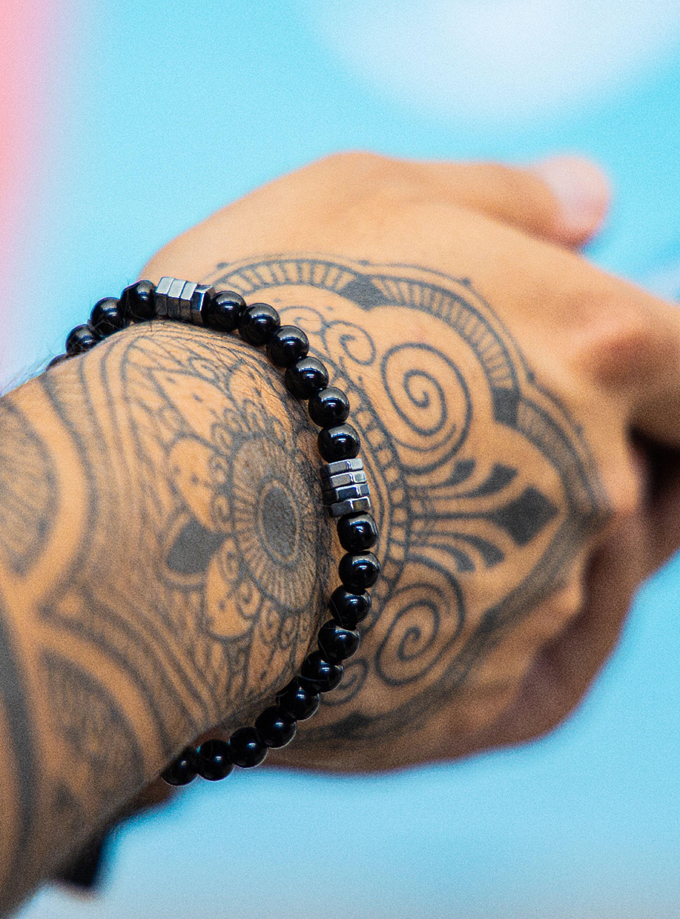 Pulsera En Piedra Onix Brillante Elegante-3