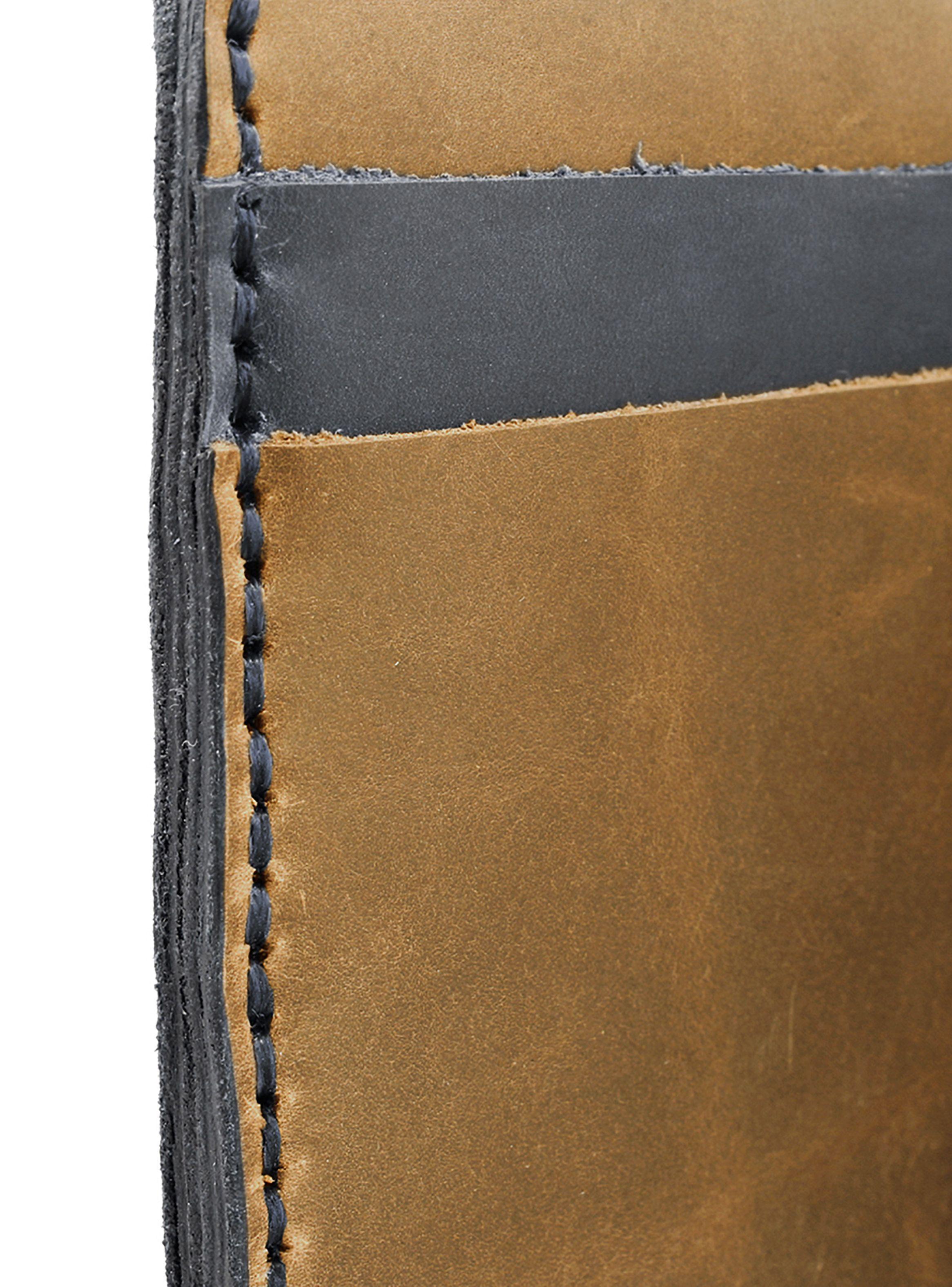 Billeteras Tarjetero Vertical Cuero Natural Combinado Negro Café-3