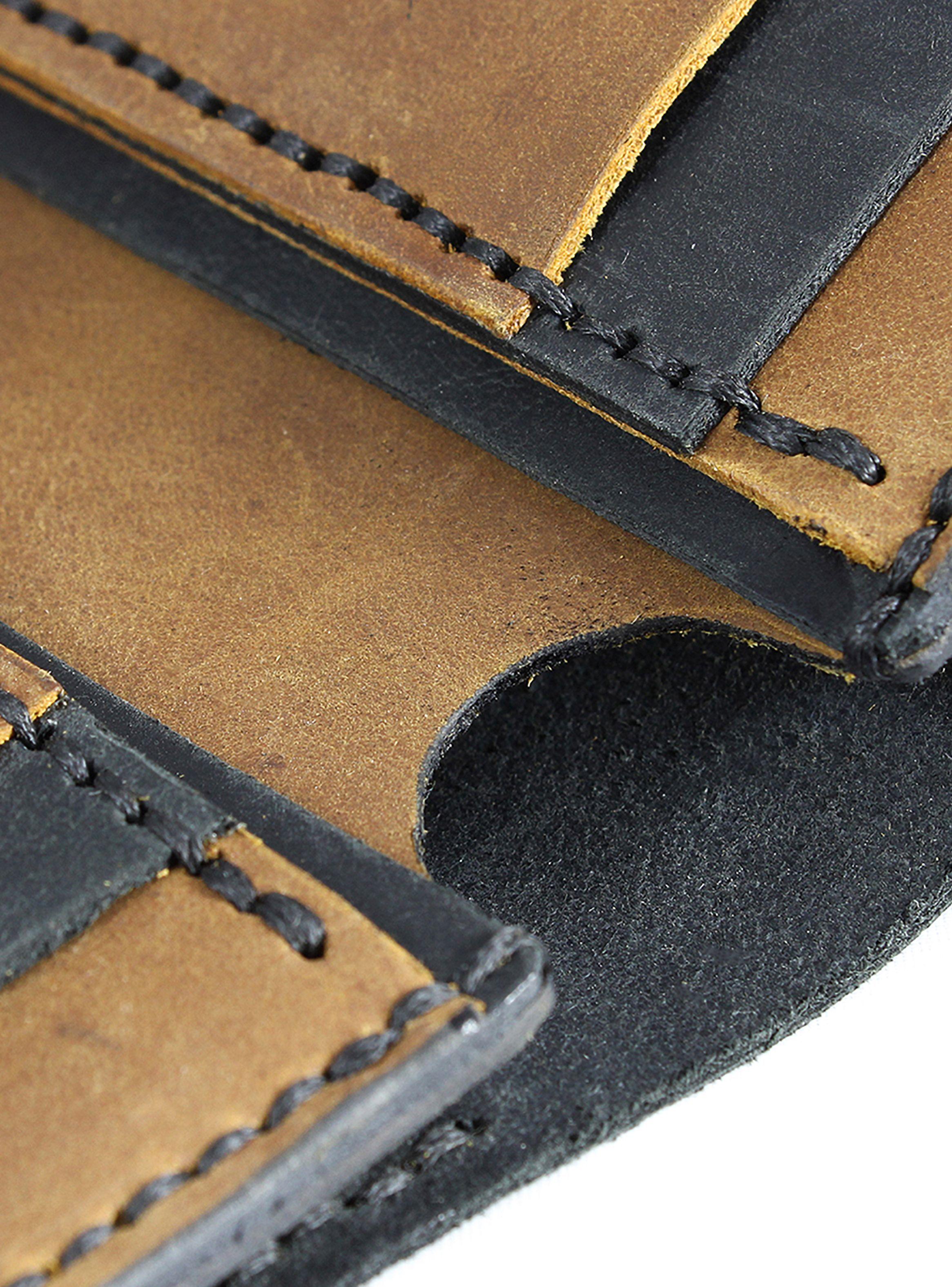 Billeteras Tarjetero Vertical Cuero Natural Combinado Negro Café-4