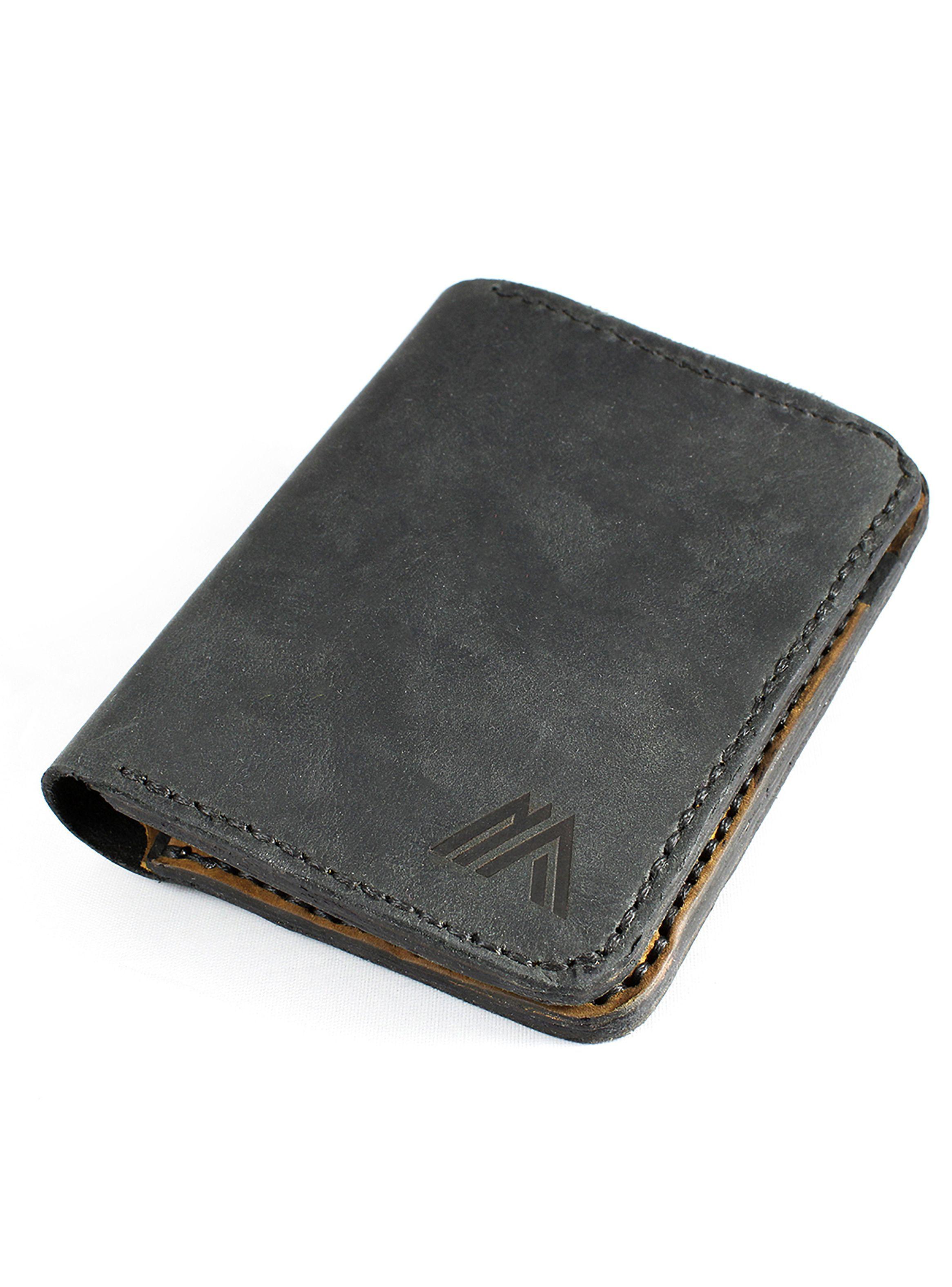 Billeteras Tarjetero Vertical Cuero Natural Combinado Negro Café-5