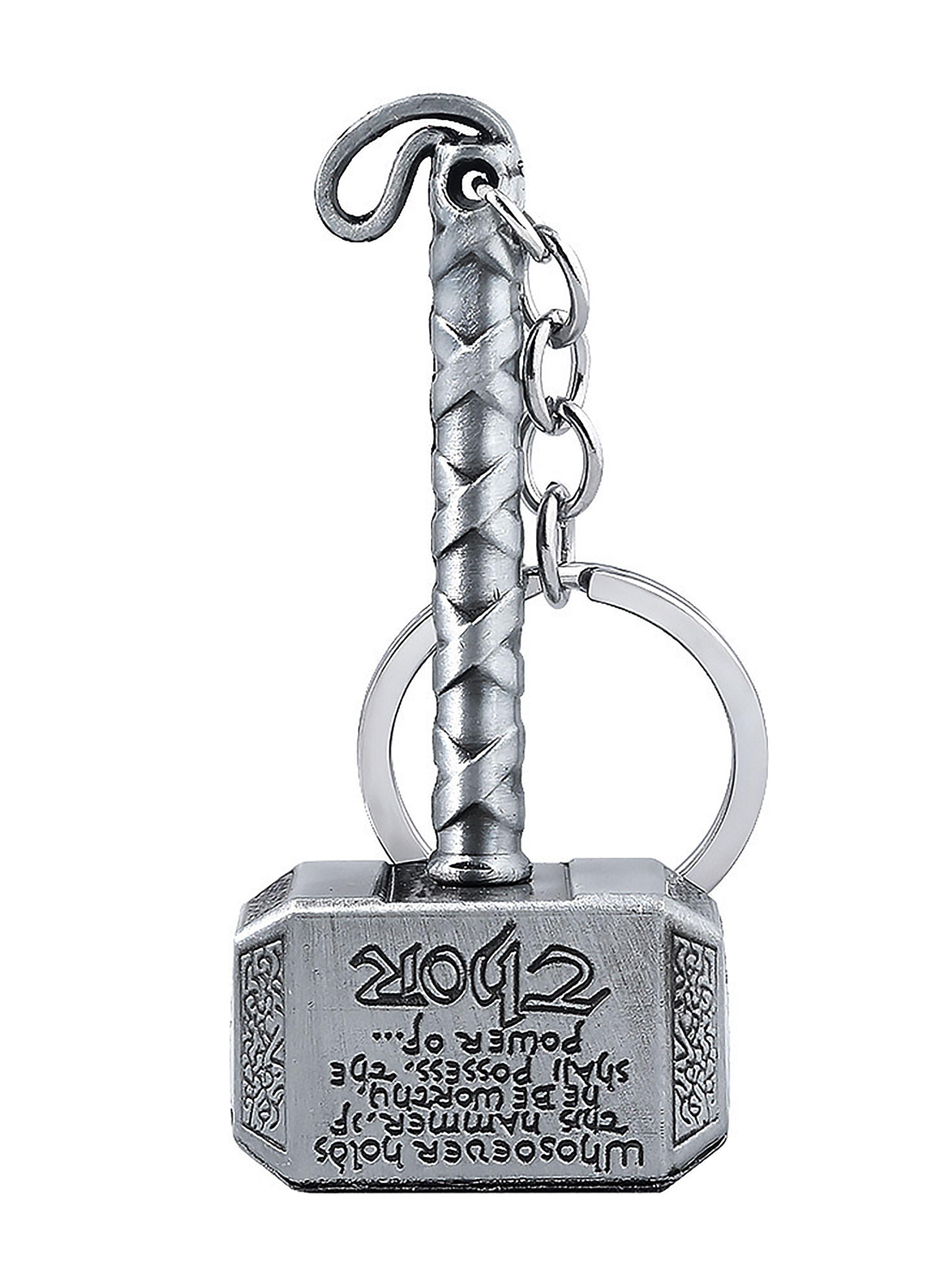 Llavero Metálico con Martillo de Thor Plateado-0