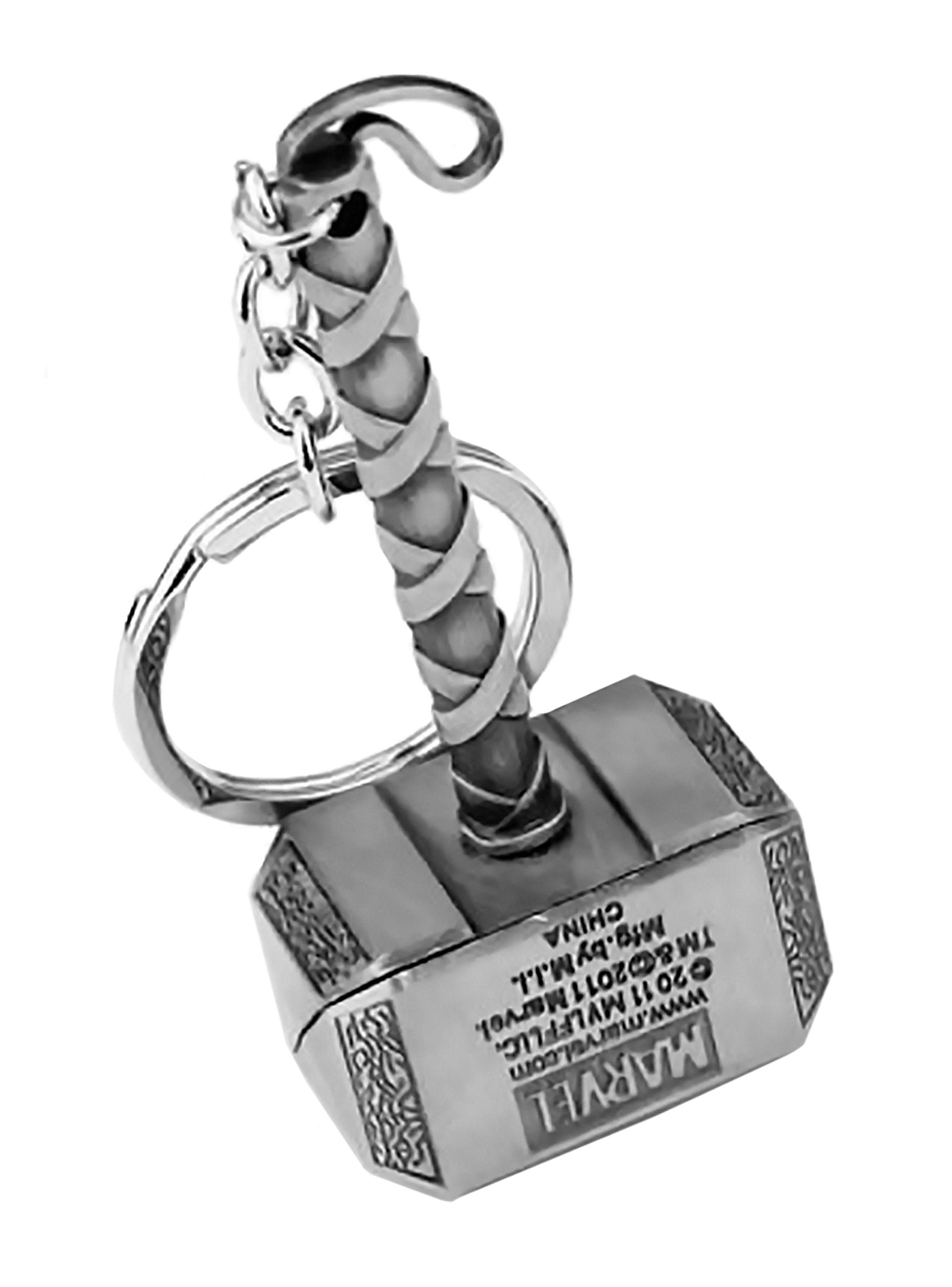 Llavero Metálico con Martillo de Thor Plateado-3