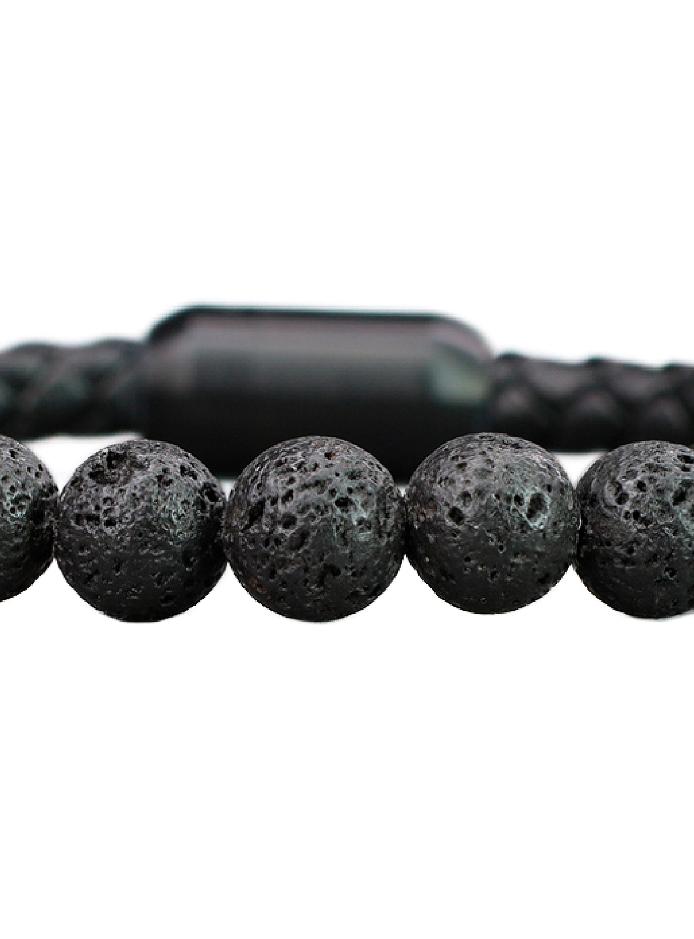 Pulsera de Cuero y Piedra Volcánica Broche Magnético Grande-2