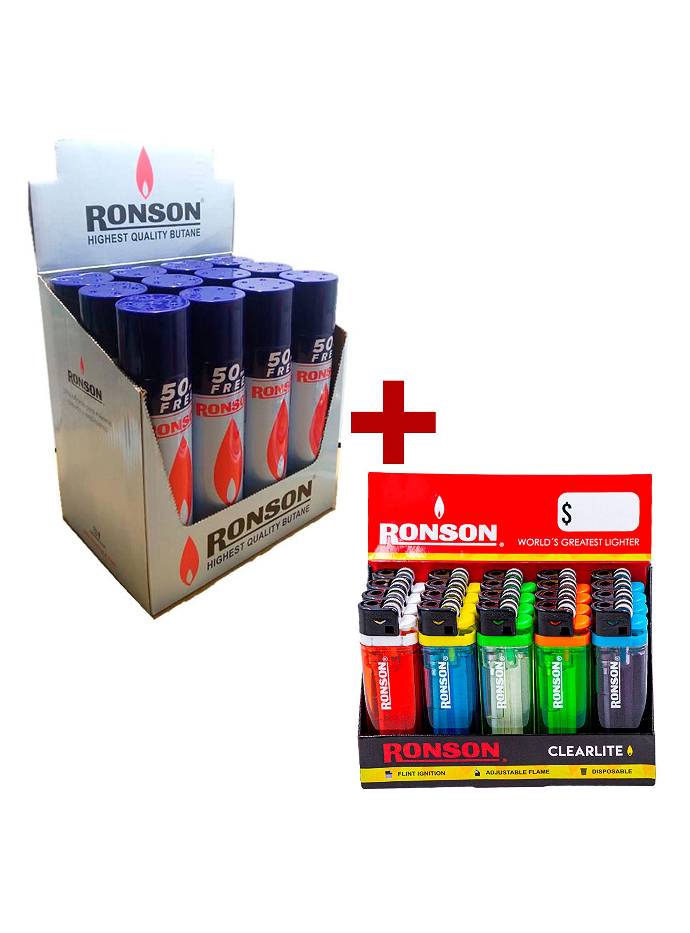 Pack Gas Butano Encendedor Ronson x12 un + Caja Encendedores Clearlite-0