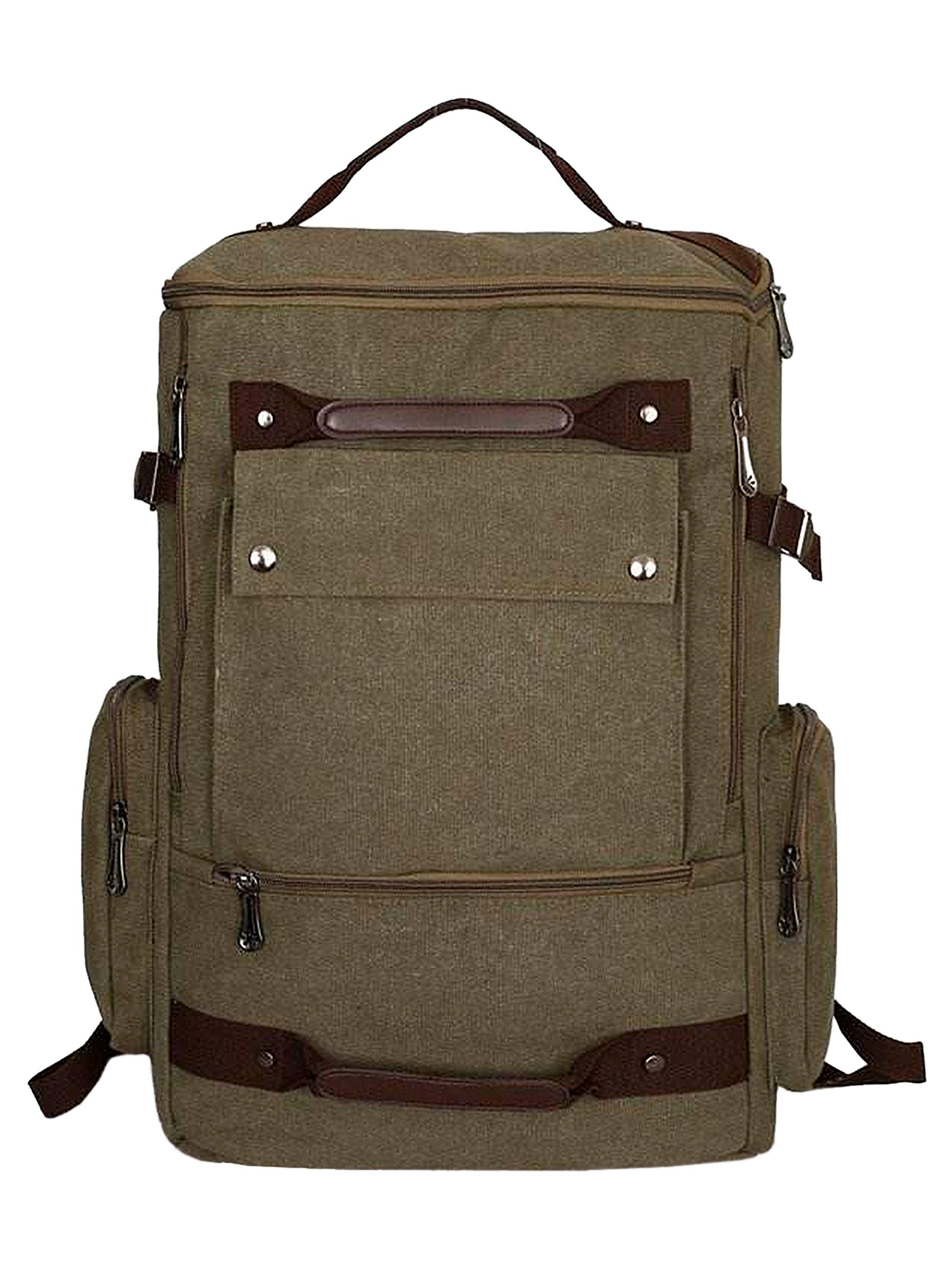 Mochila Viajera Hombre Notebook Lona Verde-0