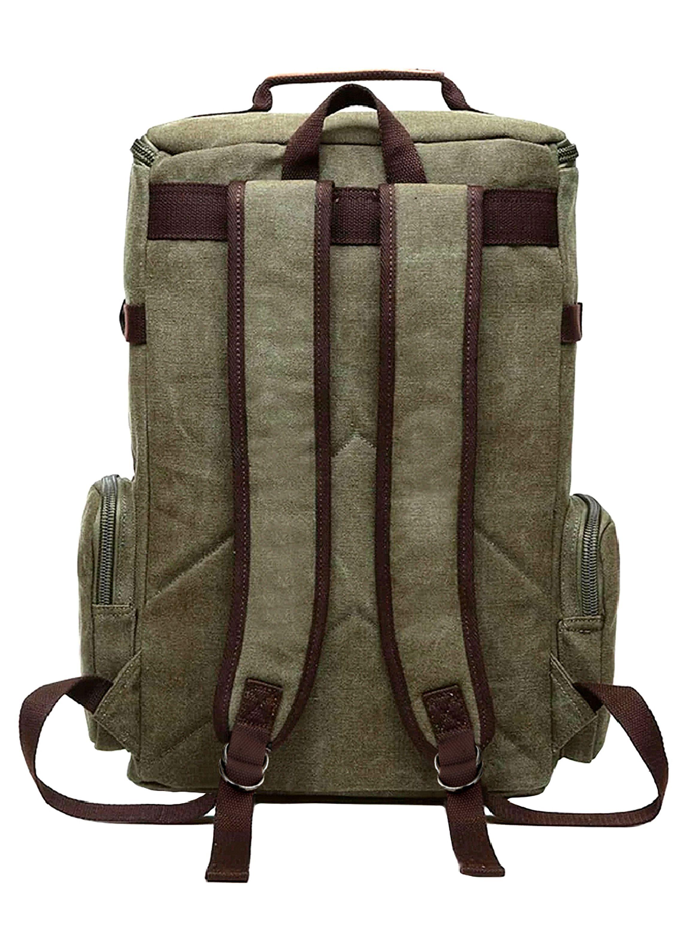 Mochila Viajera Hombre Notebook Lona Verde-1