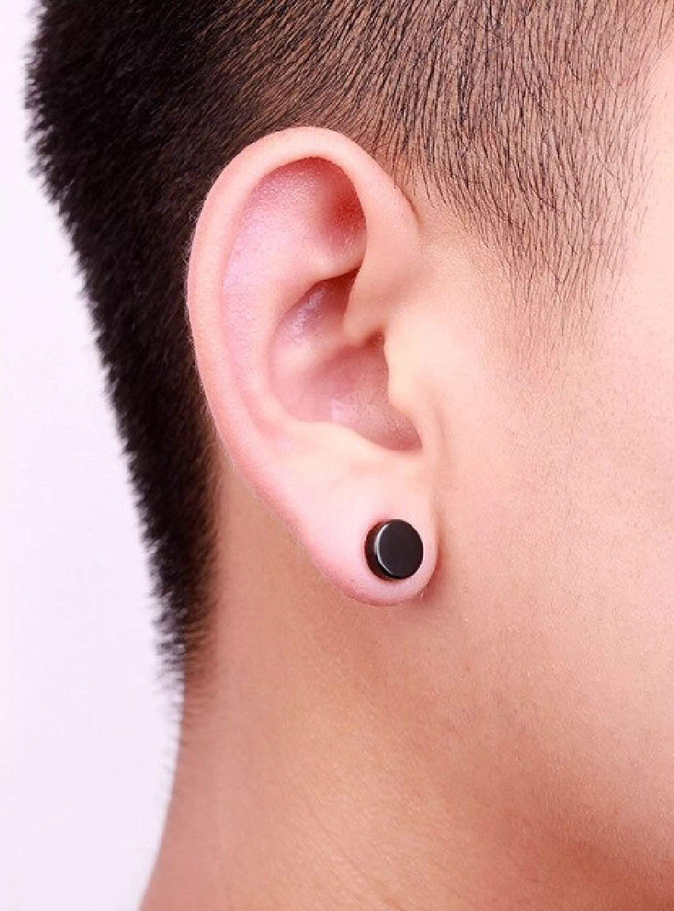 Aros Tunel Punk Circulares Acero Negro 8 mm-1