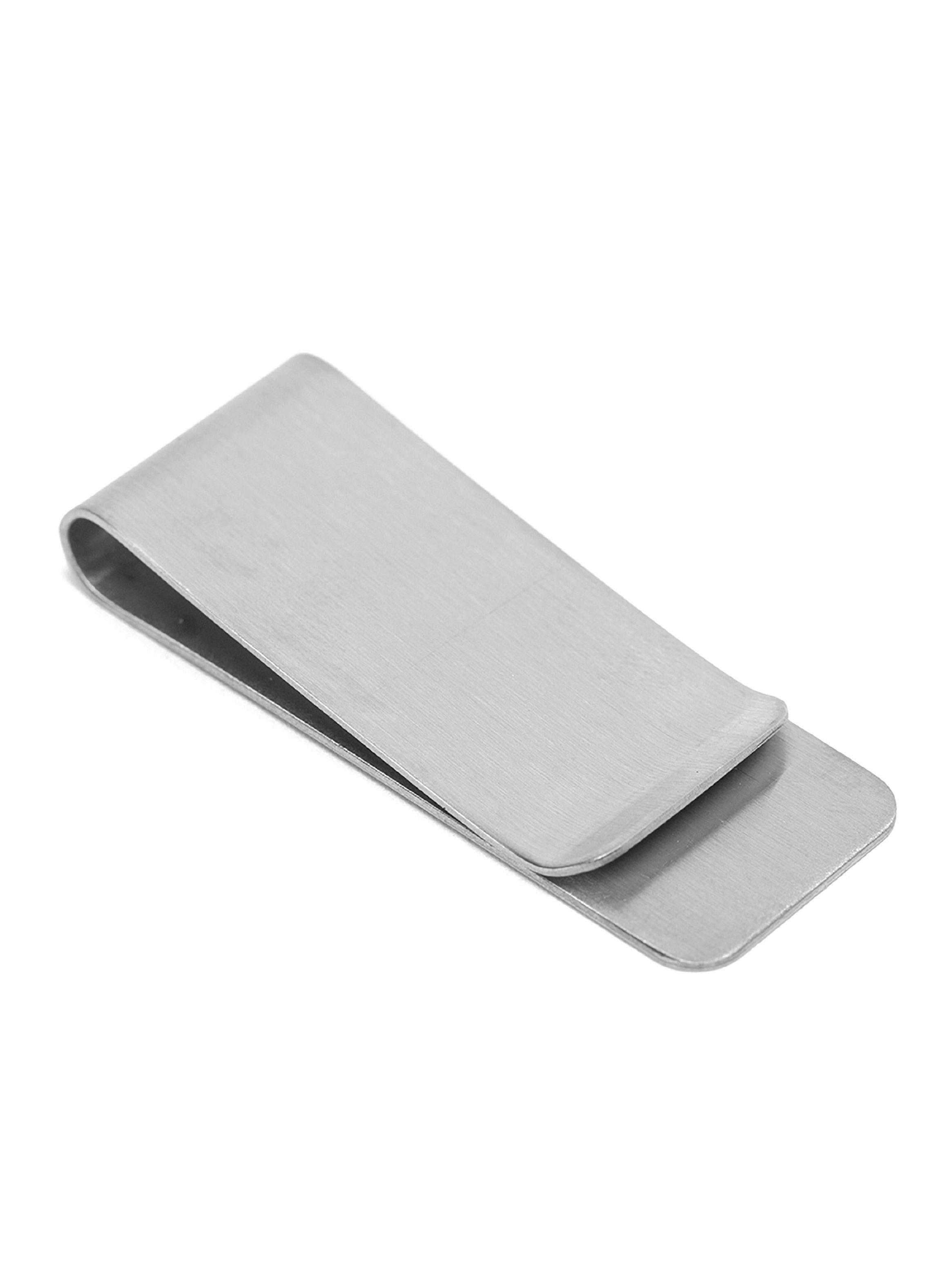Pack Tarjetero Doble Cara Café y Clip para Billetes Plateado-5