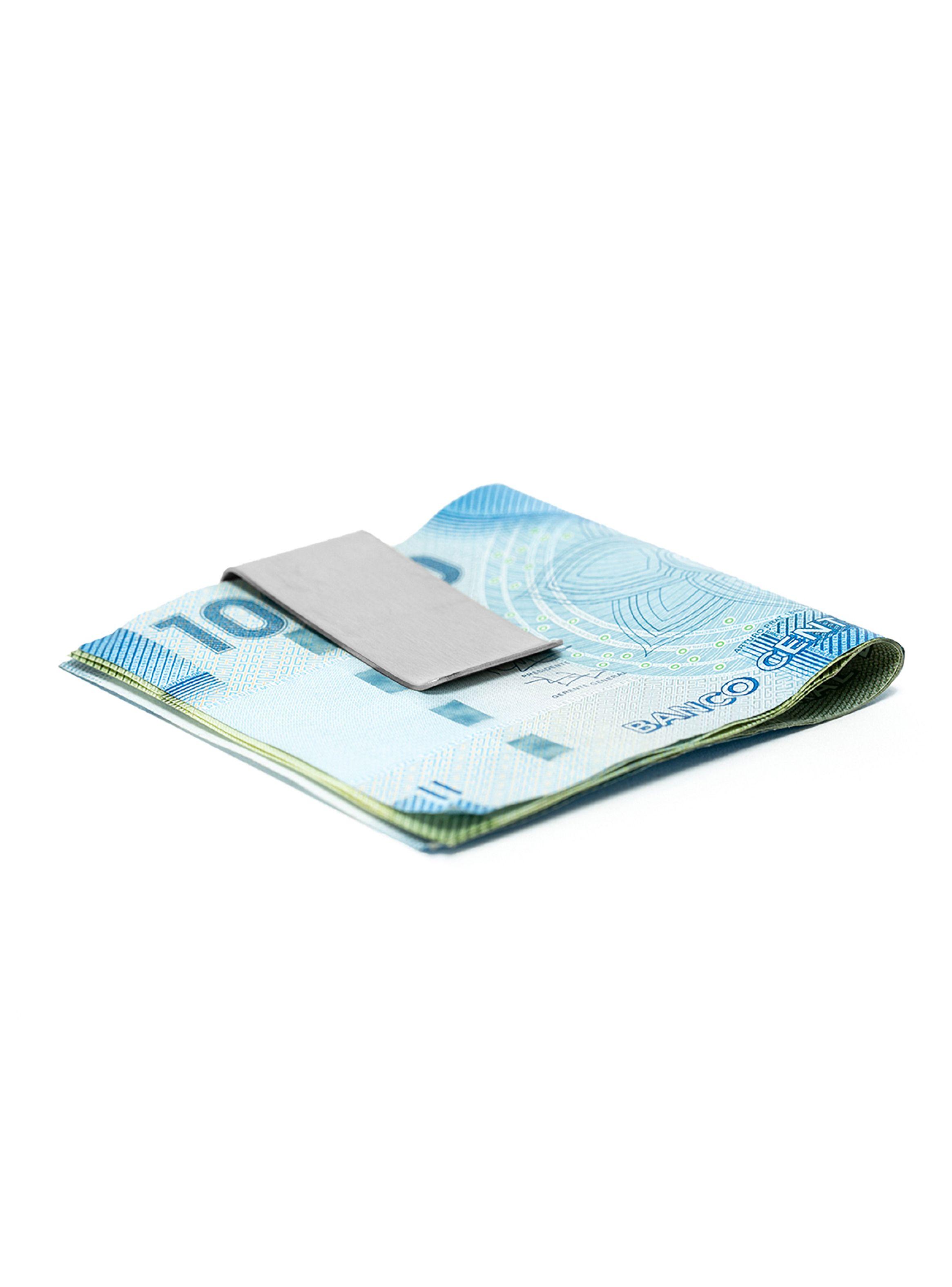 Pack Tarjetero Doble Cara Café y Clip para Billetes Plateado-7