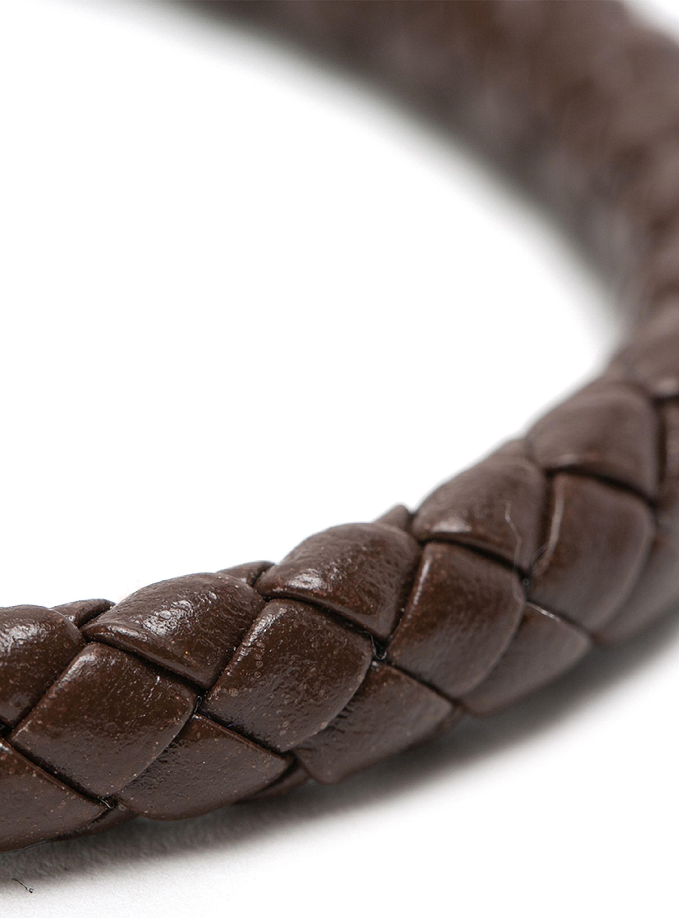 Pulsera De Hombre De Cuero Trenzado Marron-2
