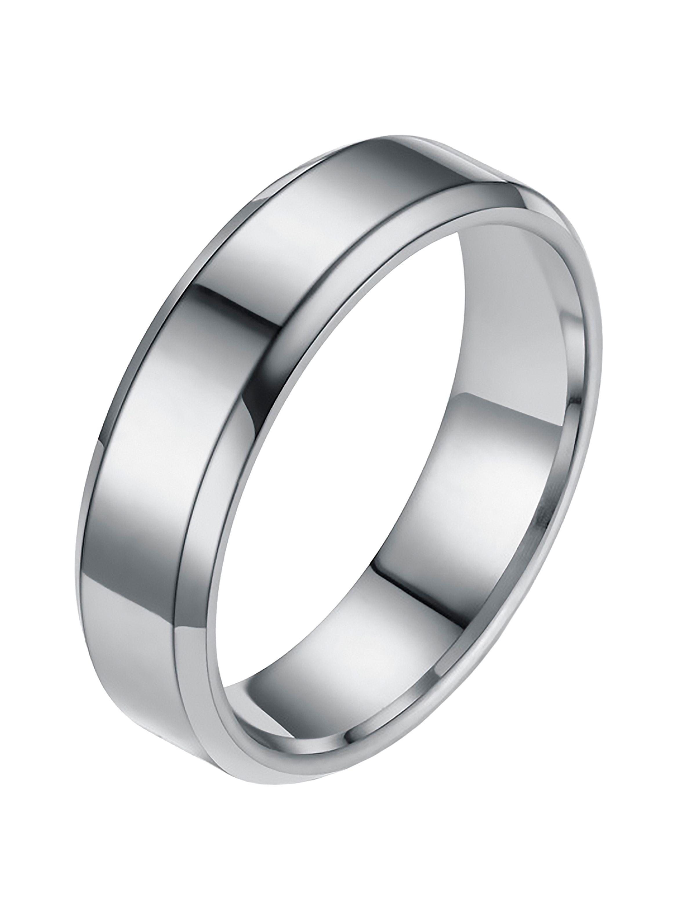 Anillo Unisex Liso Biselado en Acero Plateado Talla 9-0