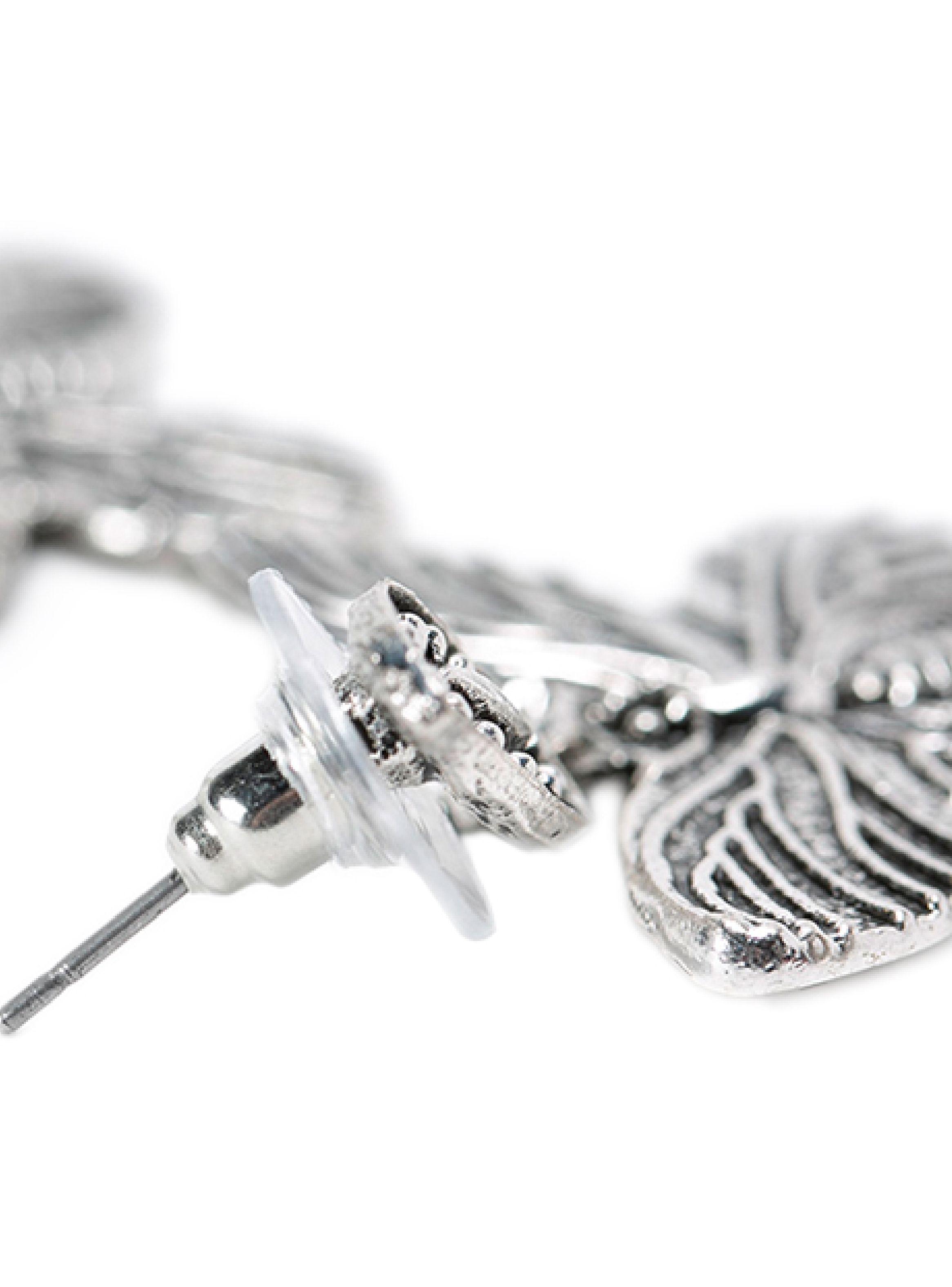 Aretes Mariposa Acero Envejecido Plateado Mujer-4