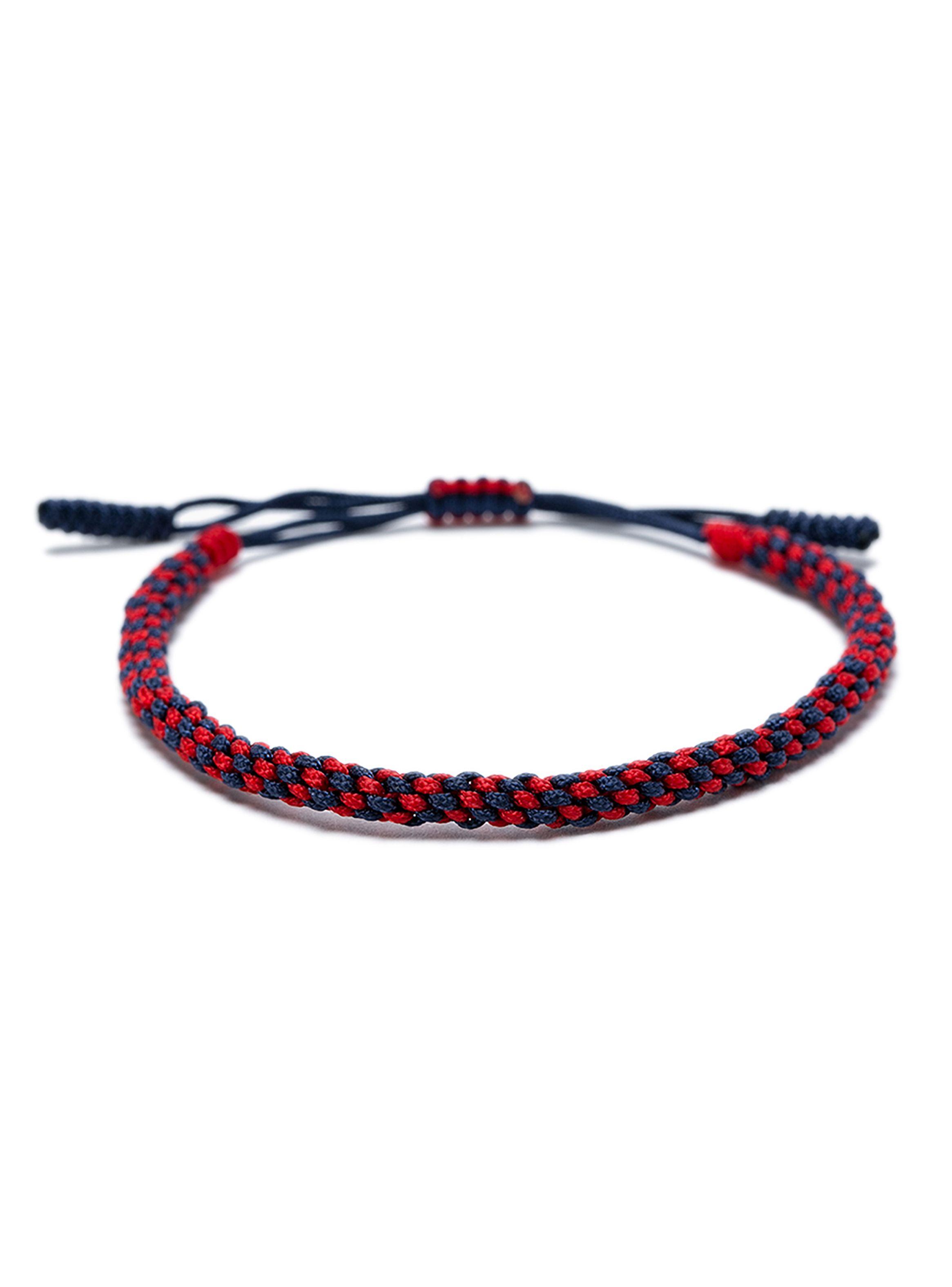 Pulsera Tejido Combinado Rojo y Azul Budista Unisex-0