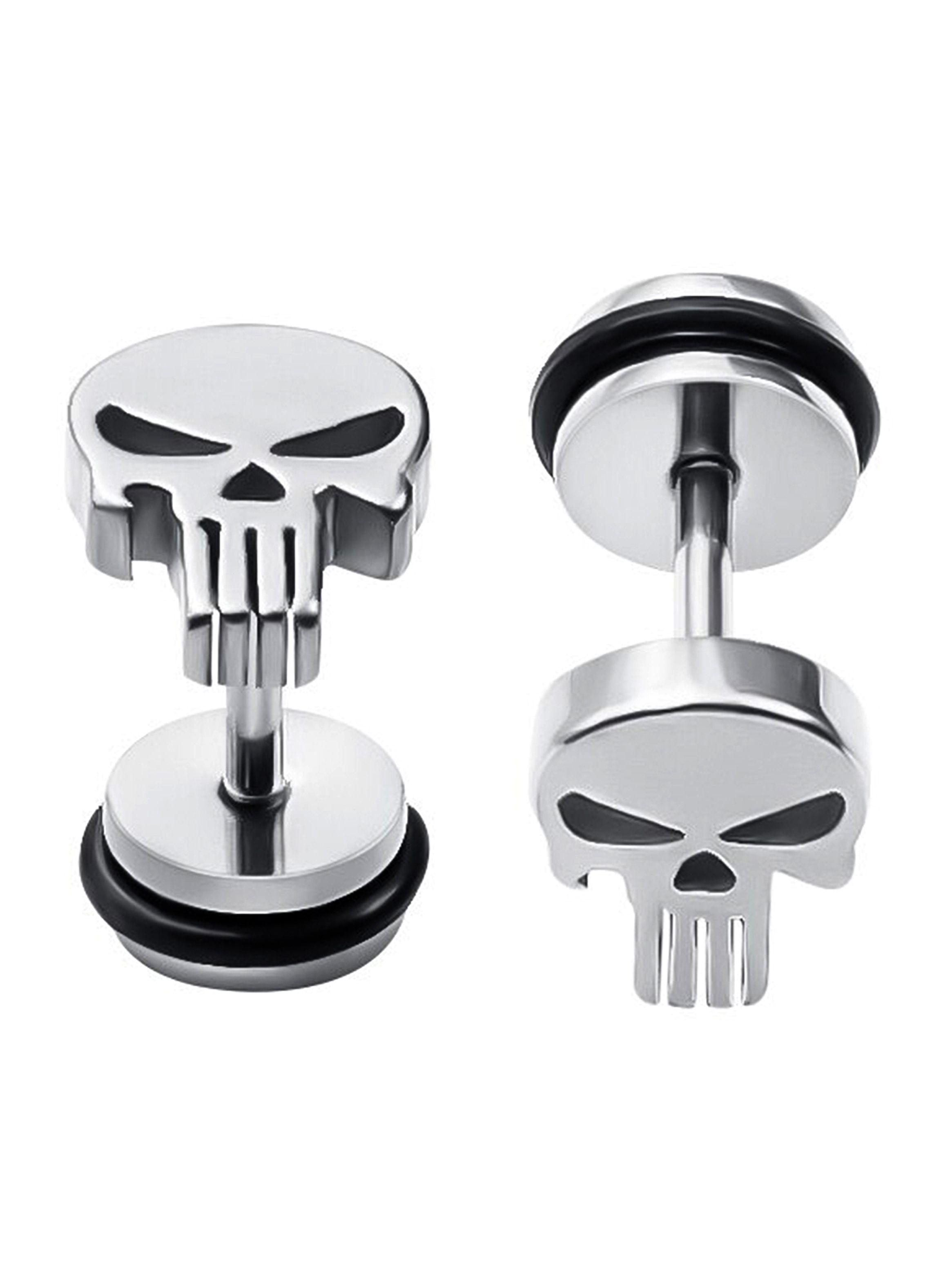 Aros Punk Acero Calavera Plateada-2