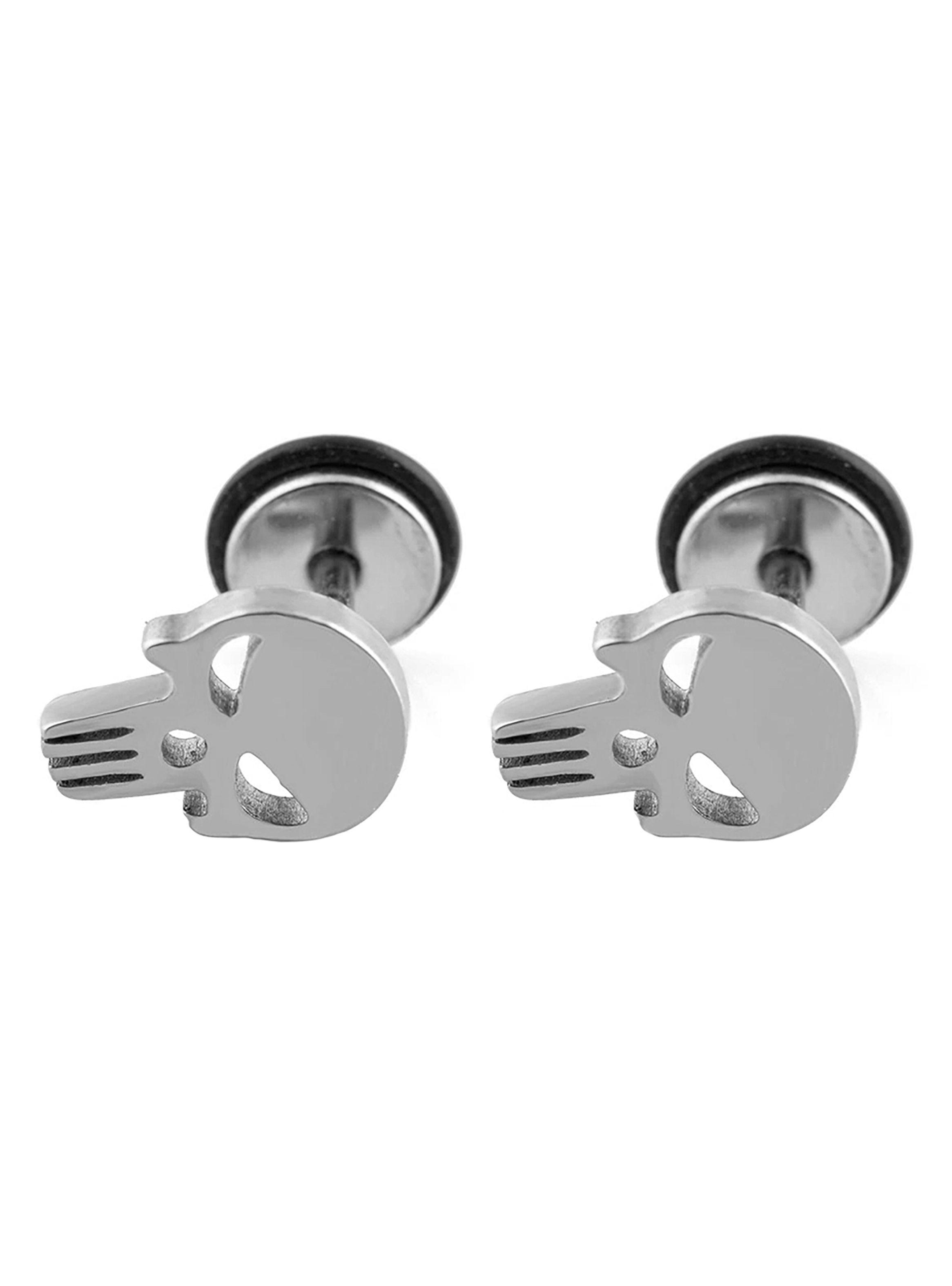 Aros Punk Acero Calavera Plateada-3