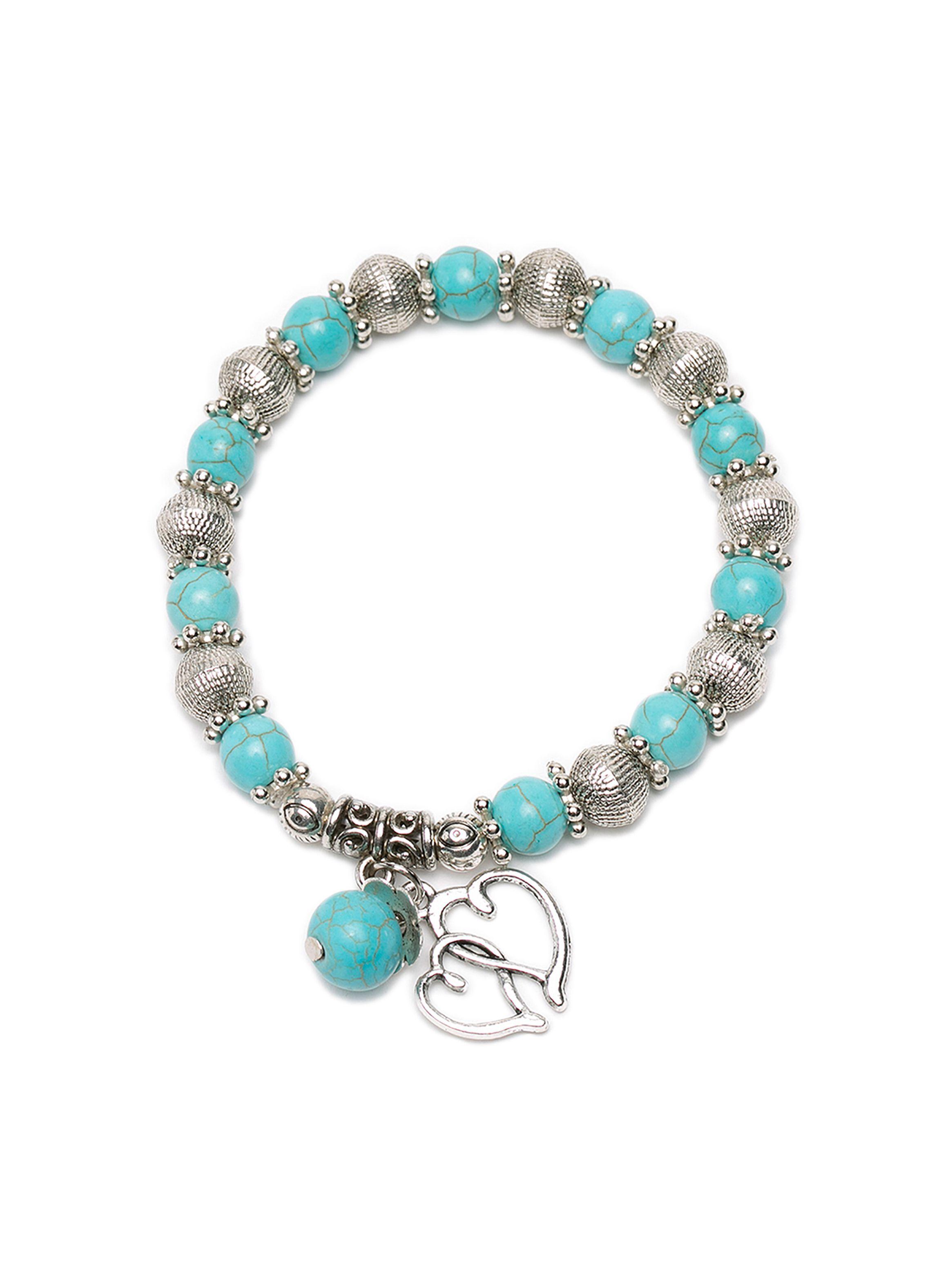 Pulsera de Piedra Naturales Mujer Dije Corazones-1