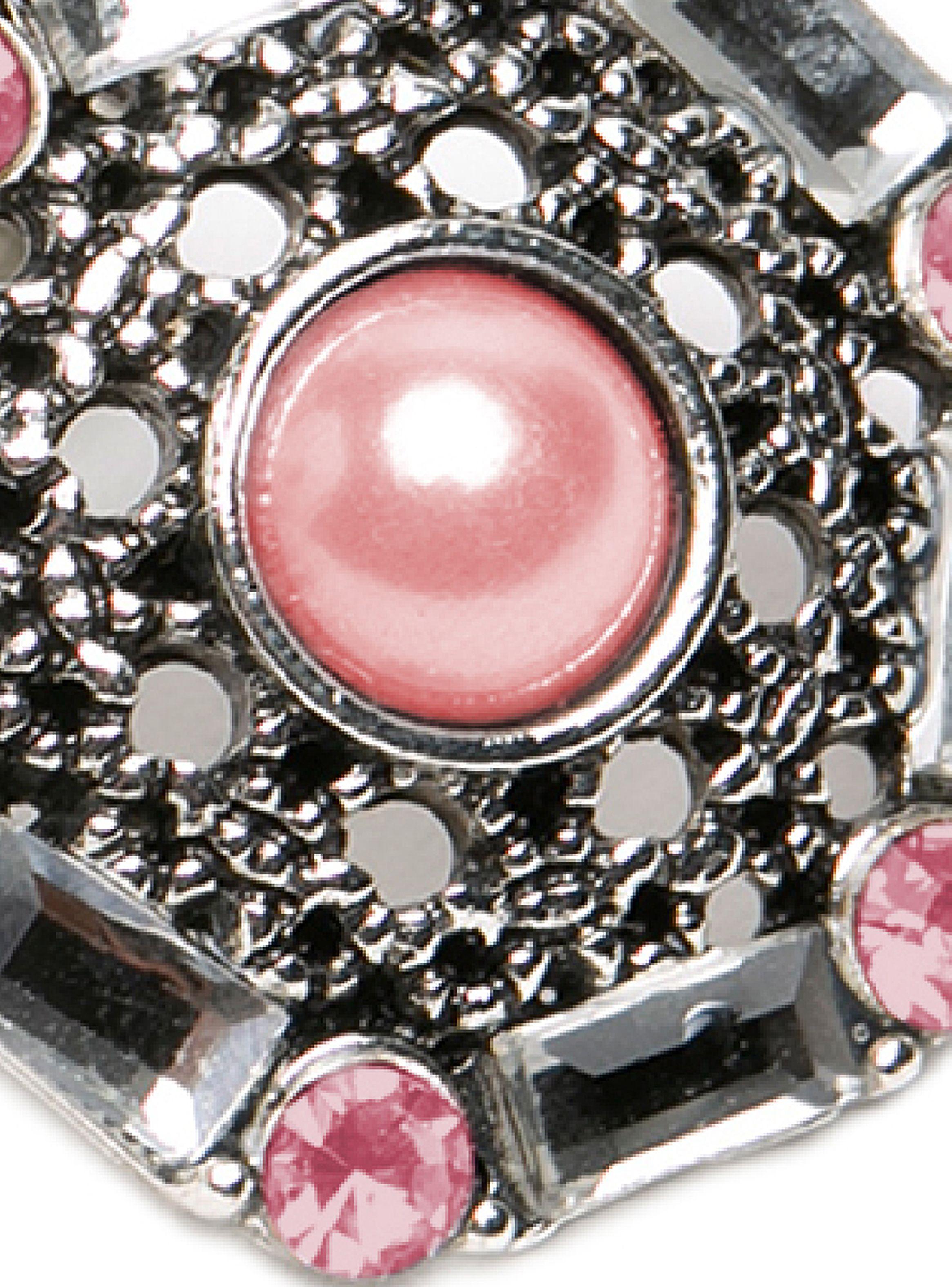 Aros Aretes Acero Perla Brillantes Rosa-3