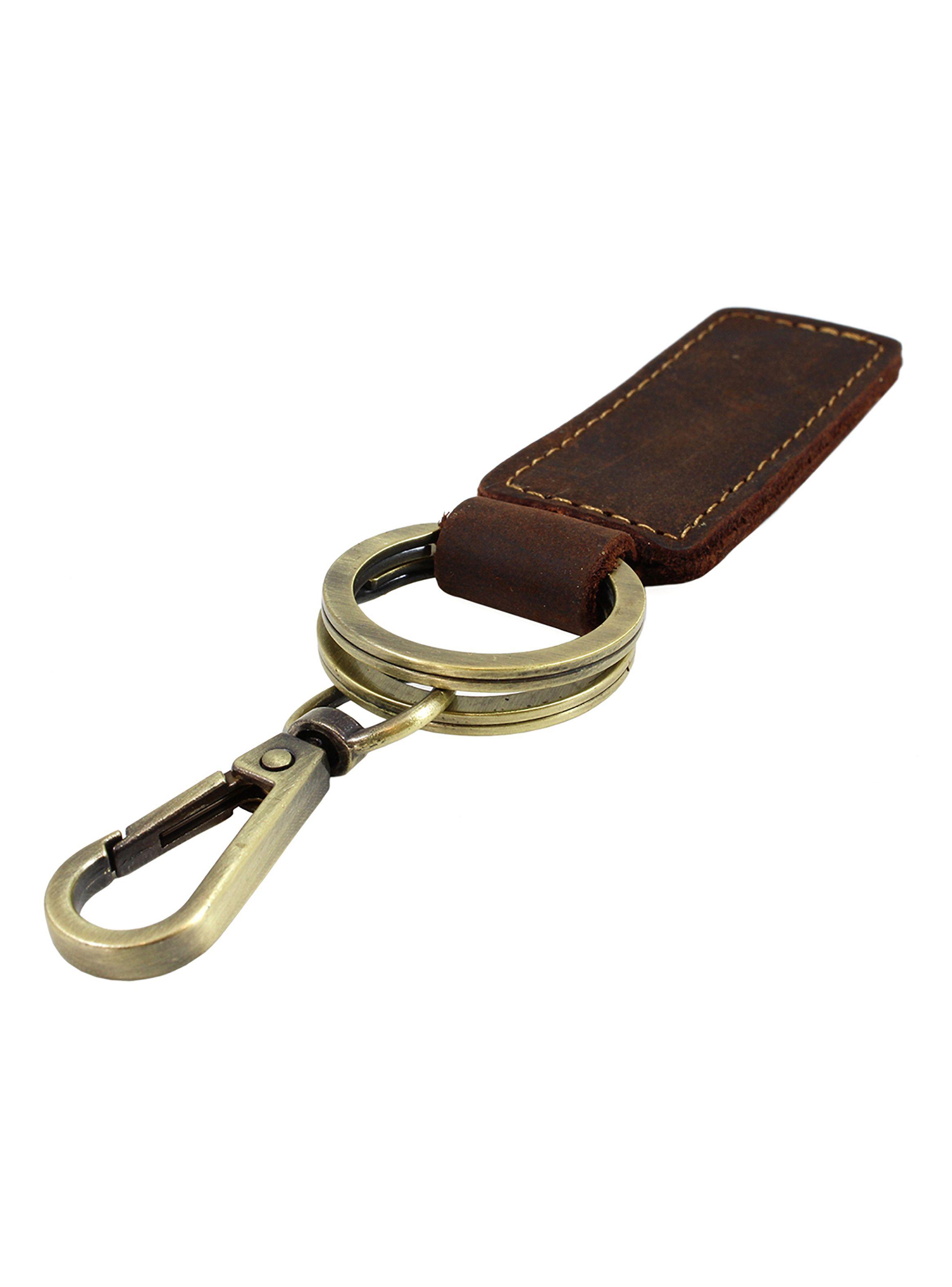 Llavero Clásico Detalle Cuero Café-0