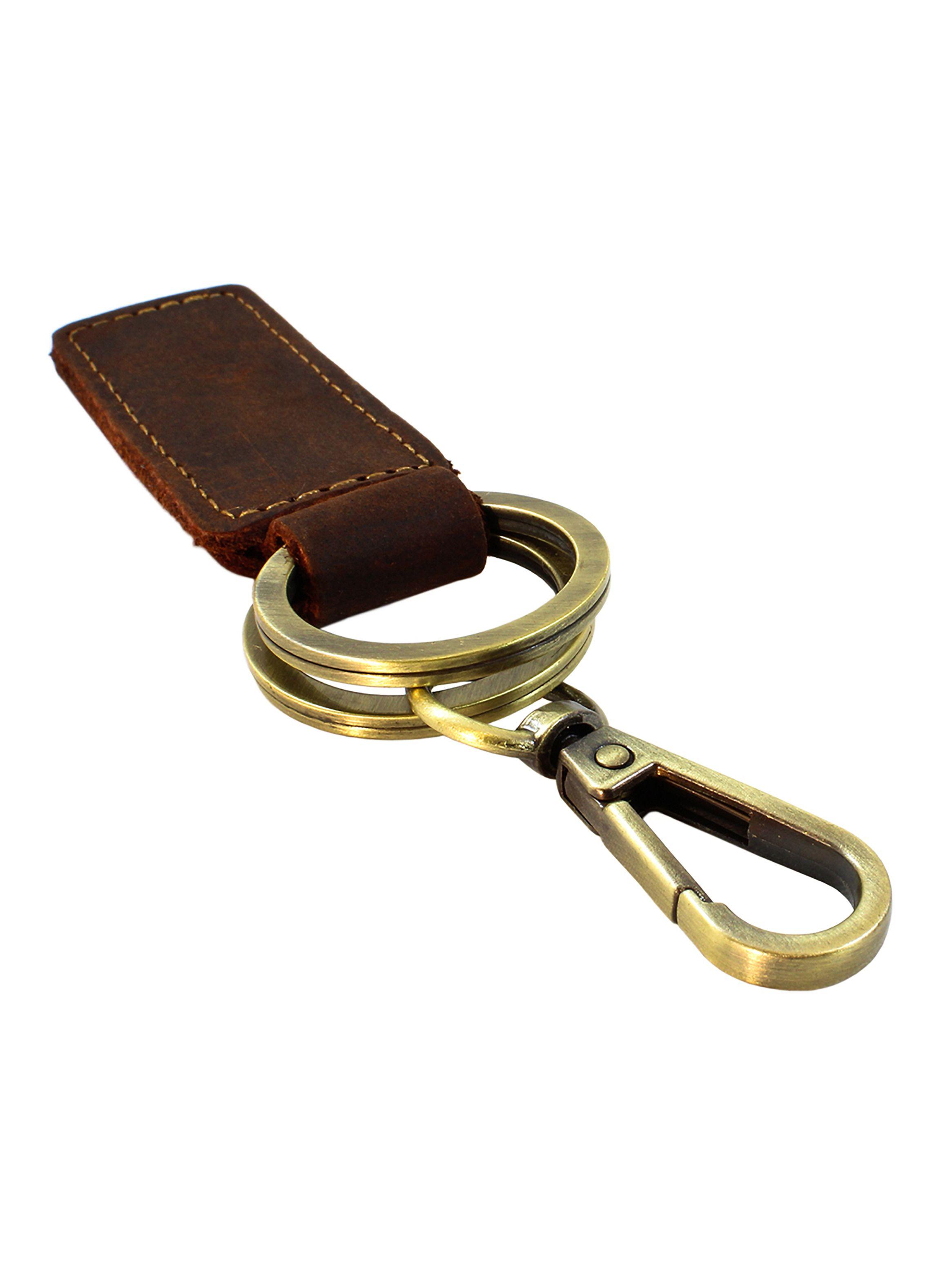 Llavero Clásico Detalle Cuero Café-2