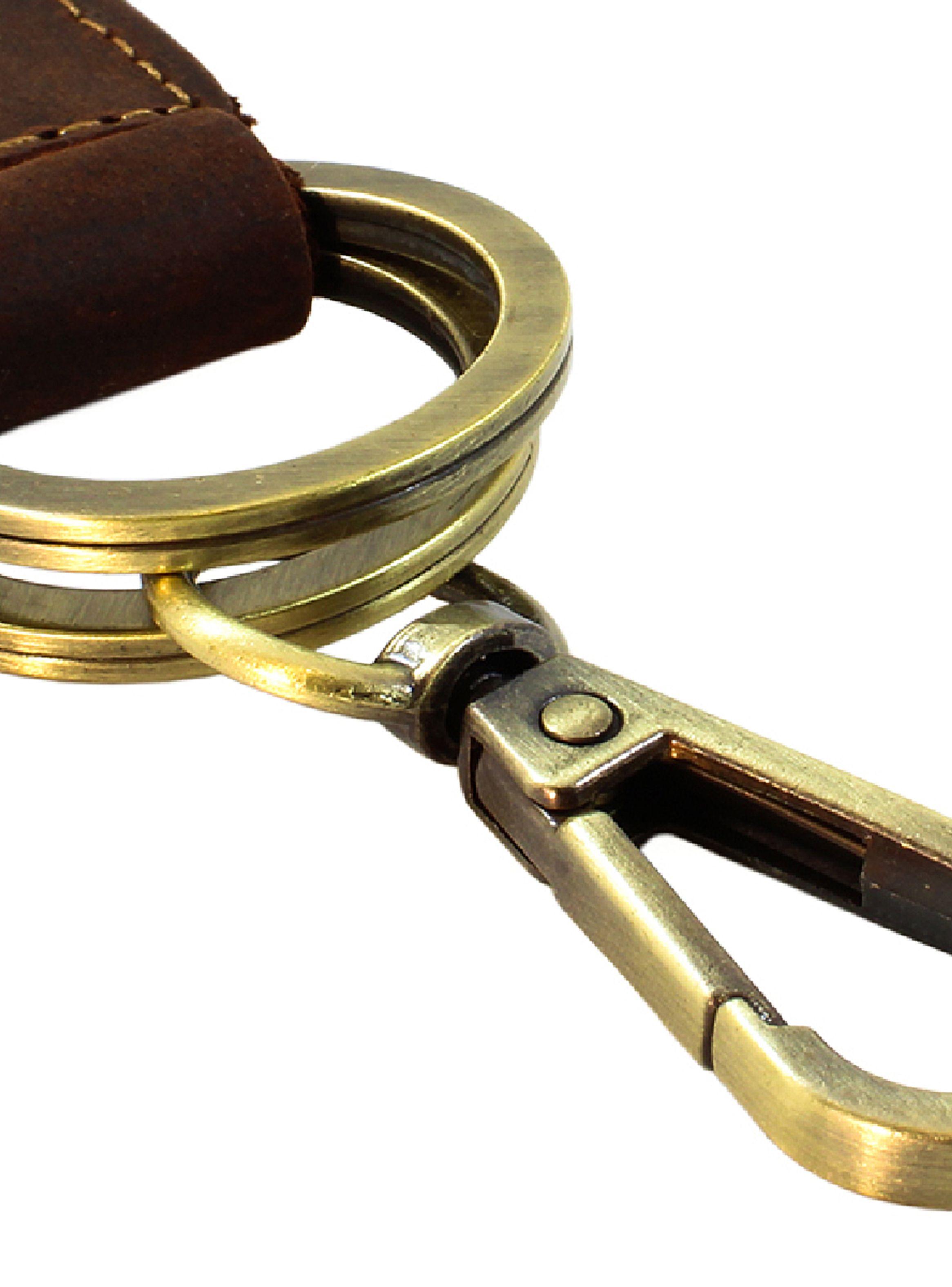 Llavero Clásico Detalle Cuero Café-4