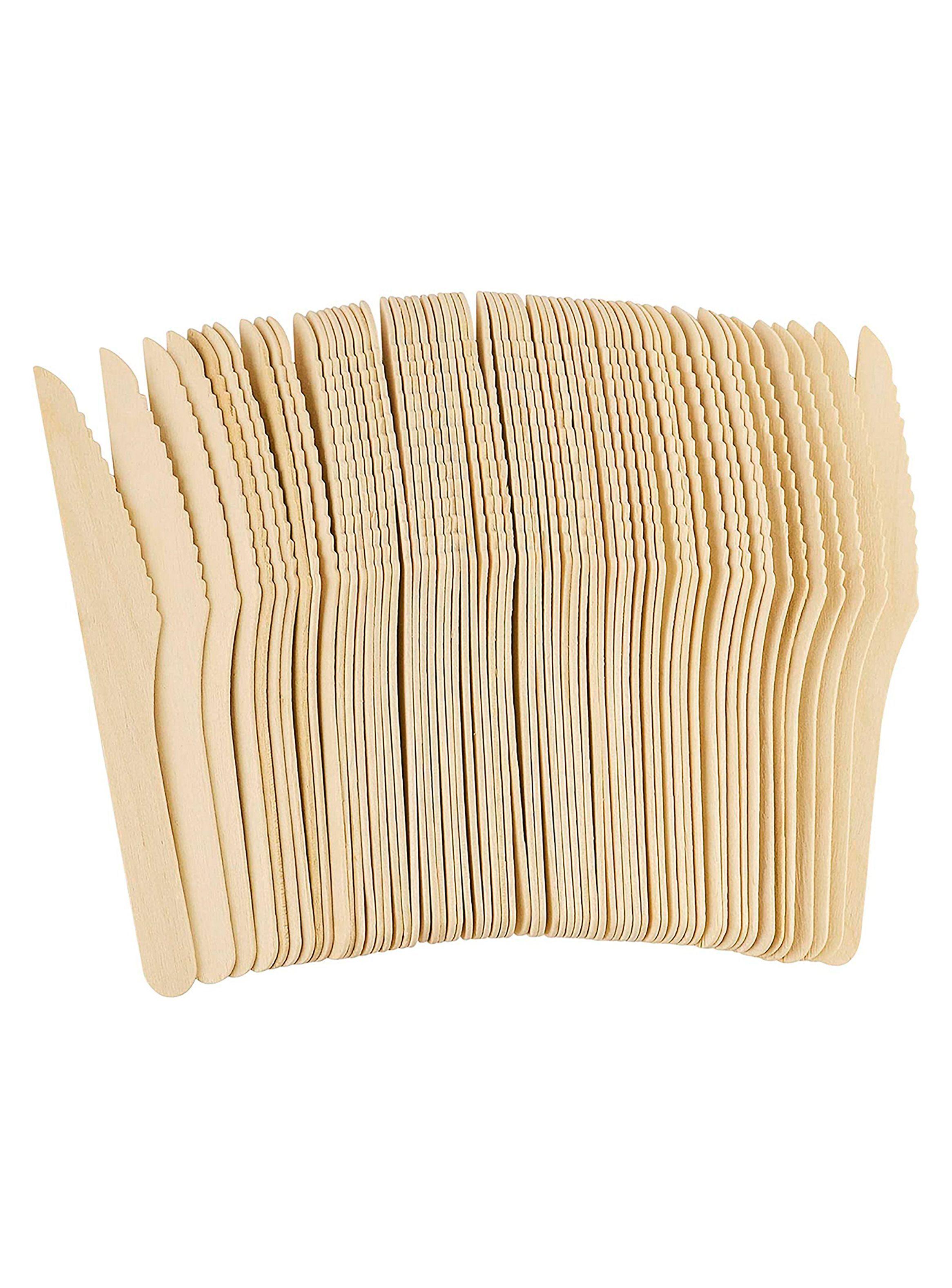 100 Cuchillos Bambú Desechables Cubiertos Madera Ecológico-3