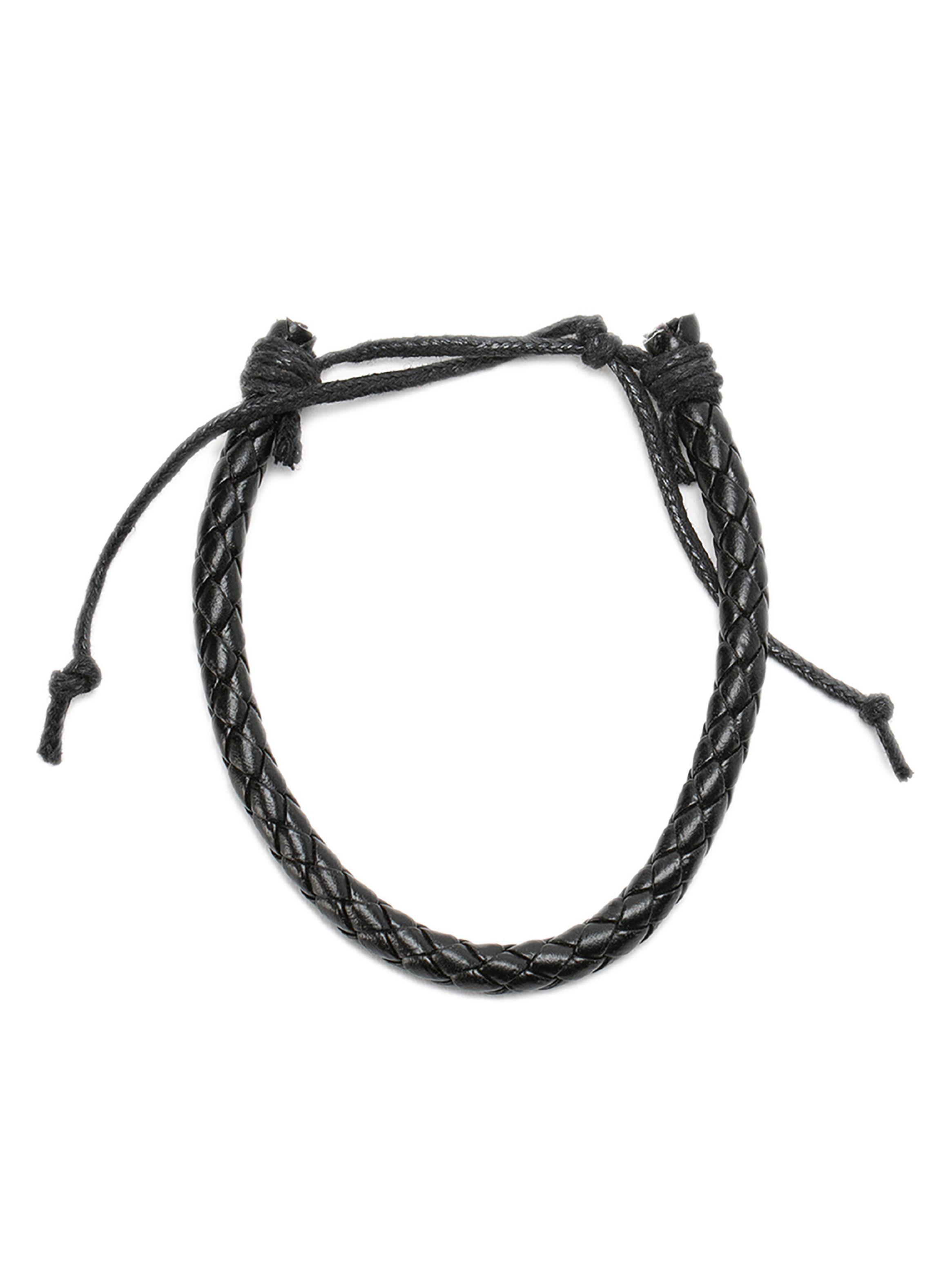 Pack 2 Pulsera Cuero Negro con dije bronce y pulsera cuero trenzado negro-2