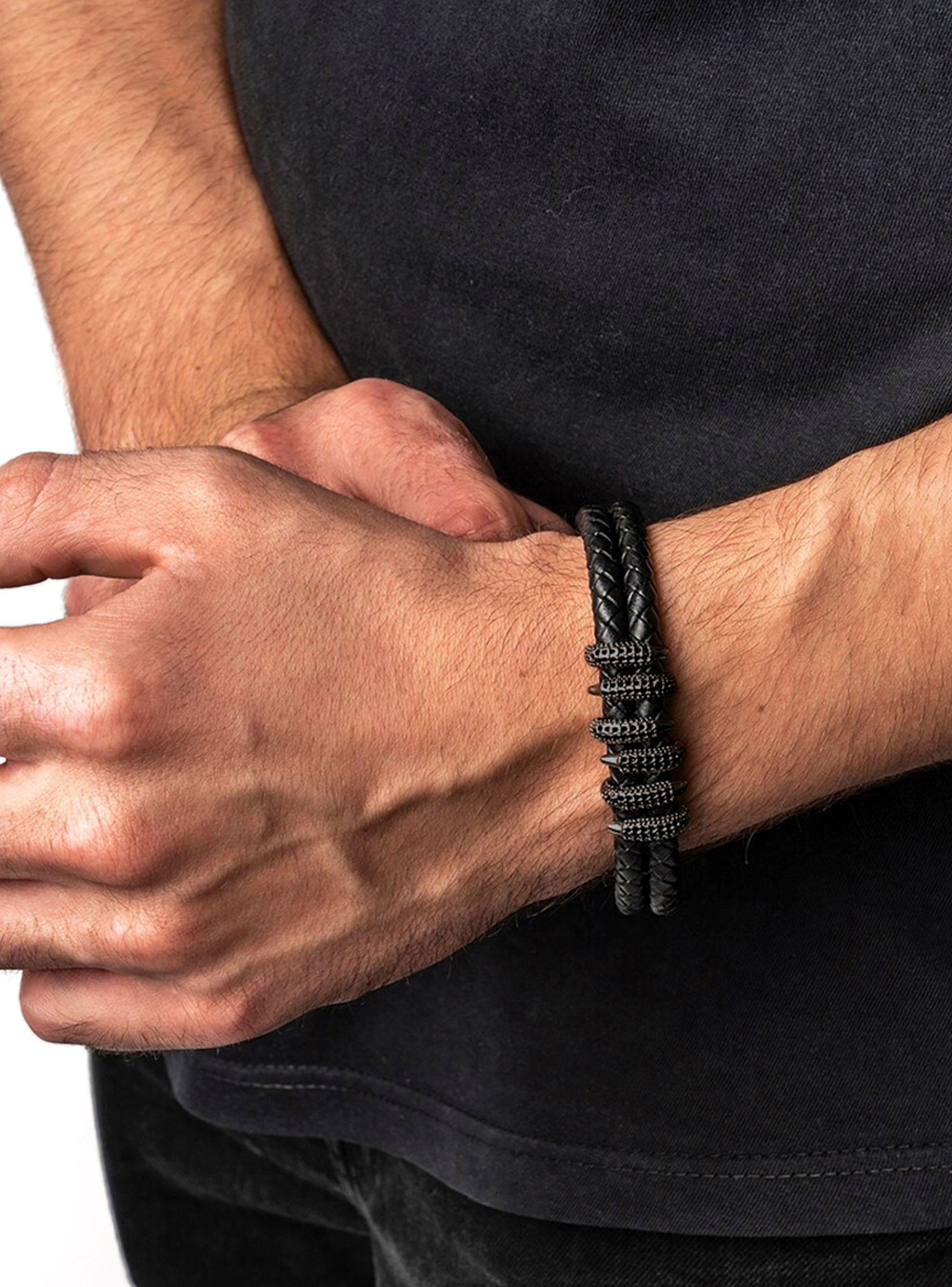 Pulsera de Cuero Negro con Dijes Garras de Dragón Grande-1