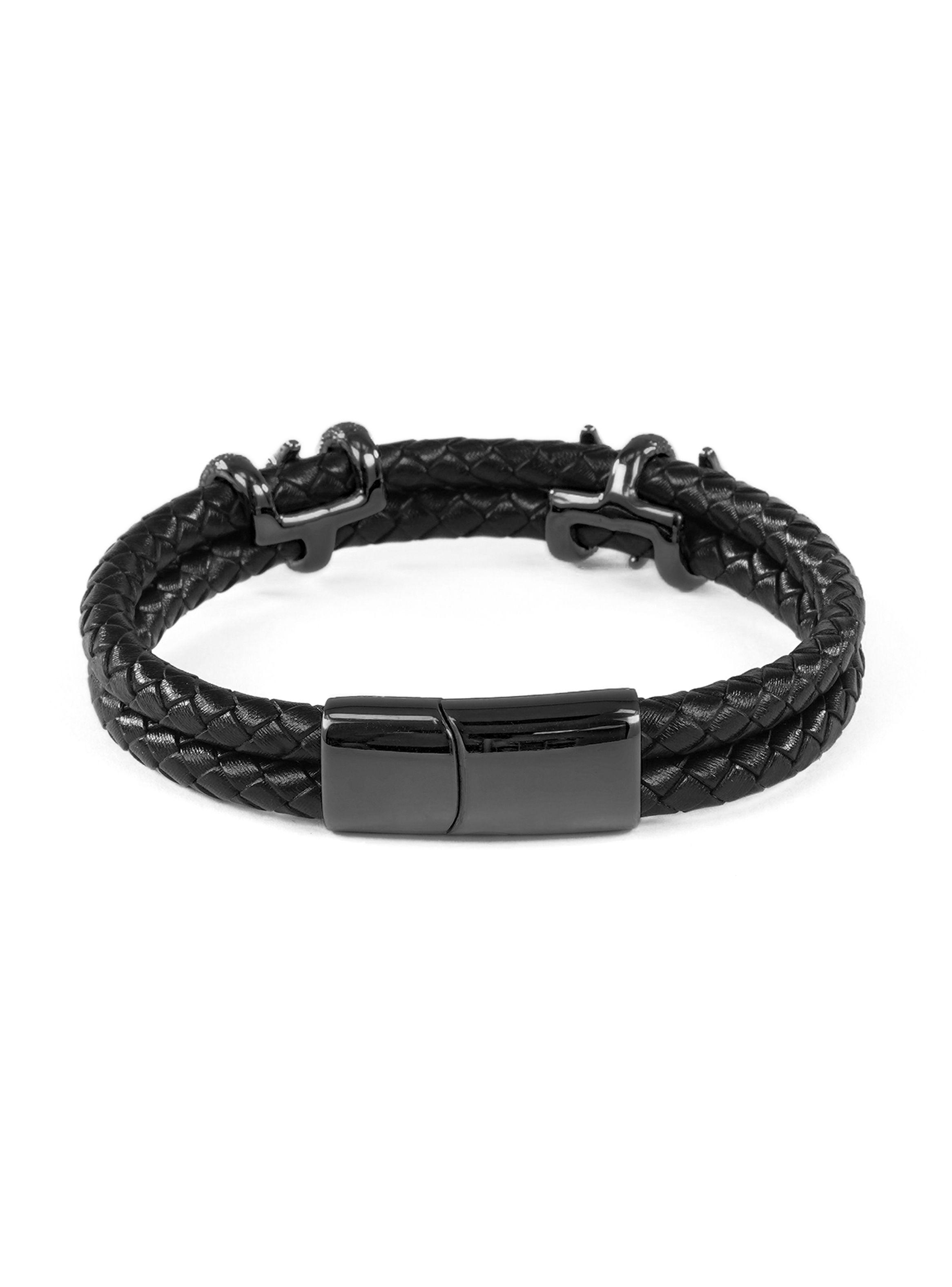 Pulsera de Cuero Negro con Dijes Garras de Dragón Grande-2