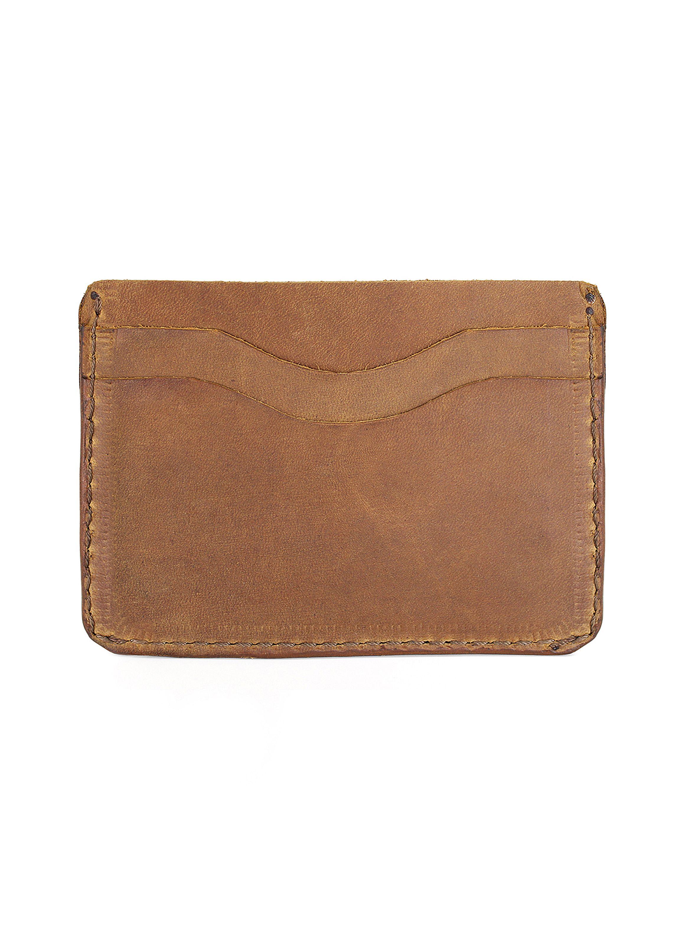 Tarjetero Simple Doble Cara Cuero Natural Café-5