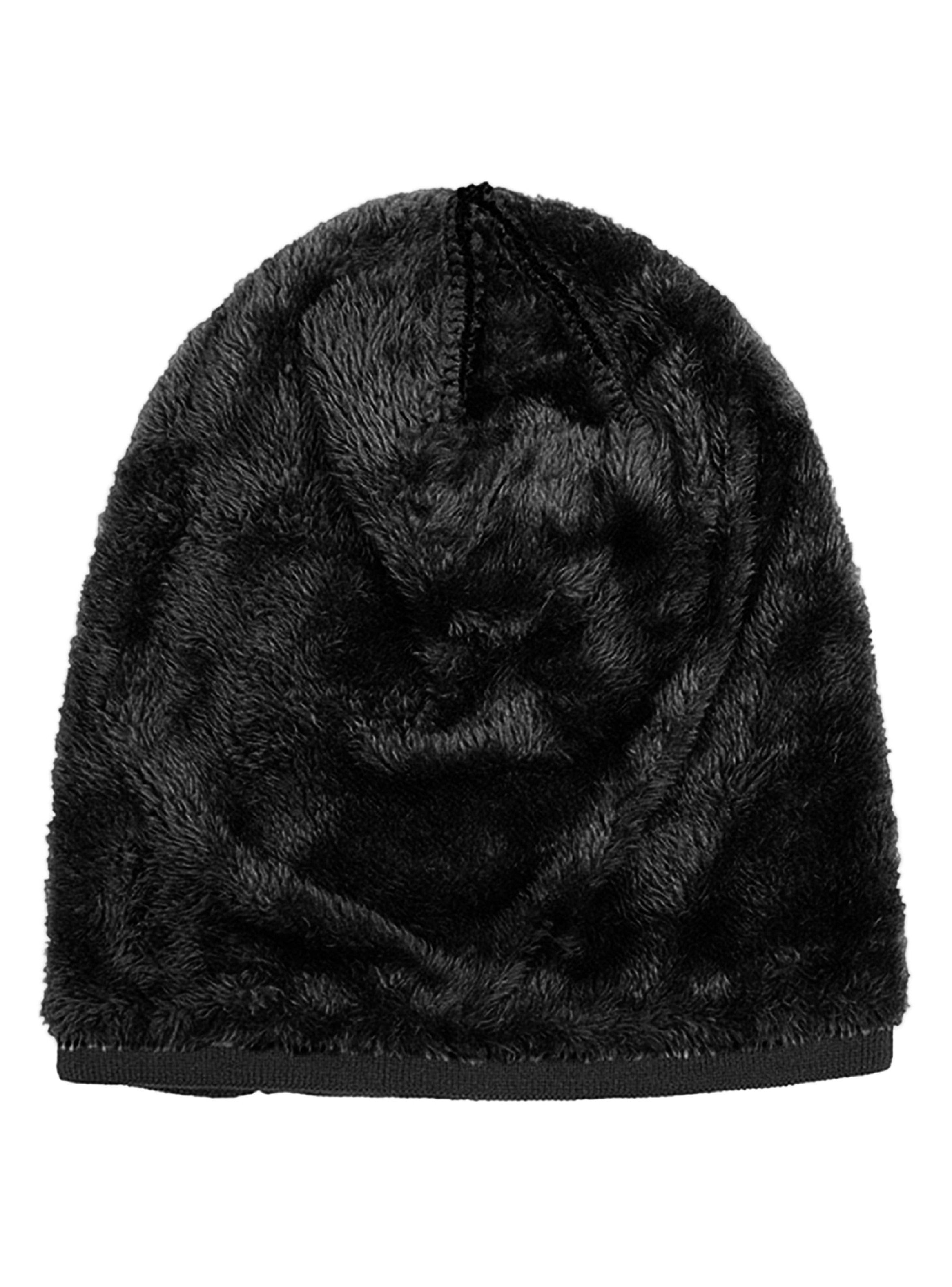 Gorro Lana Texturado Negro Forro Interno Polar Negro-2