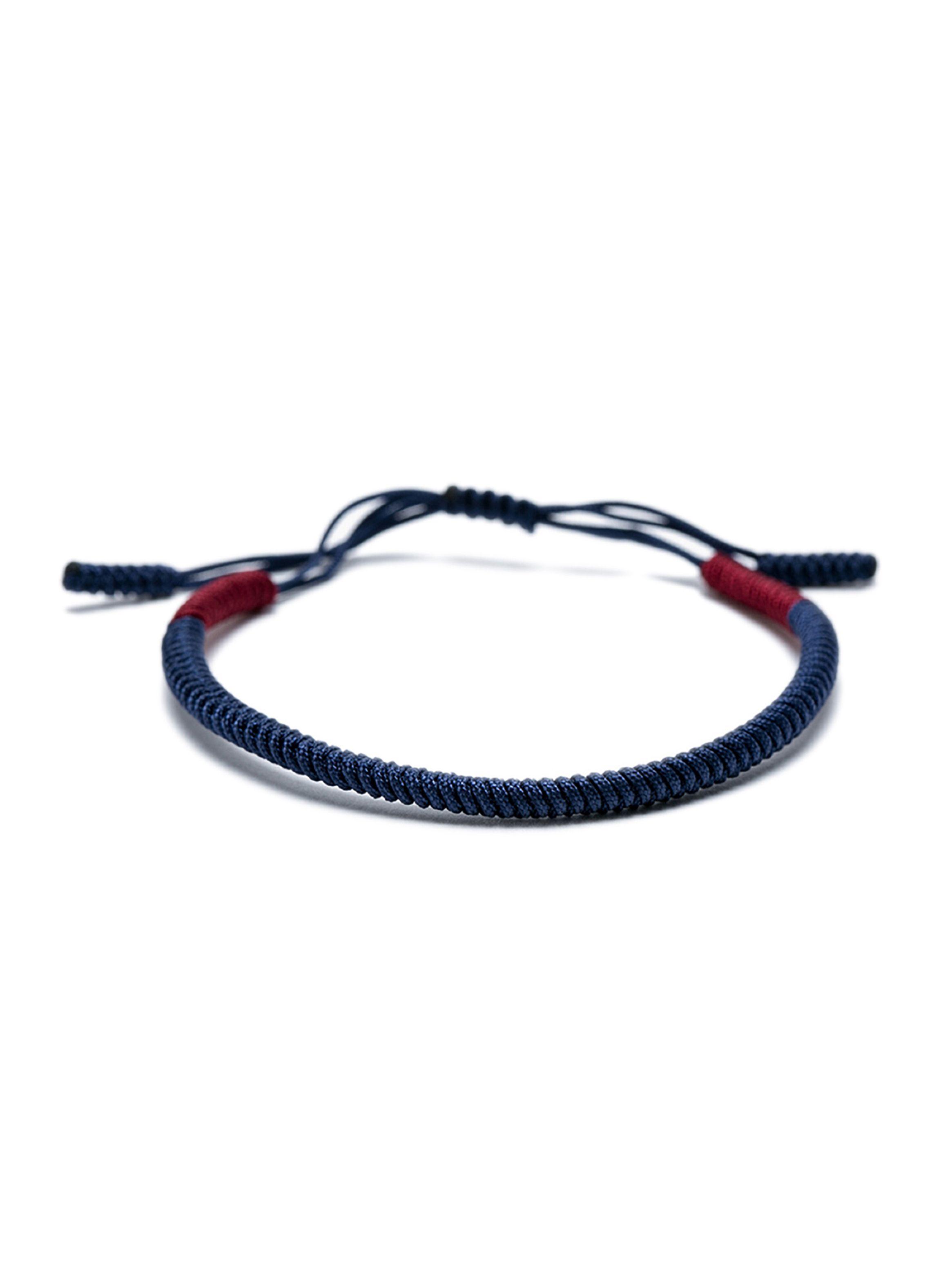 Pulsera Tibetana Bicolor Roja Azul Brazalete Protección Budista-0