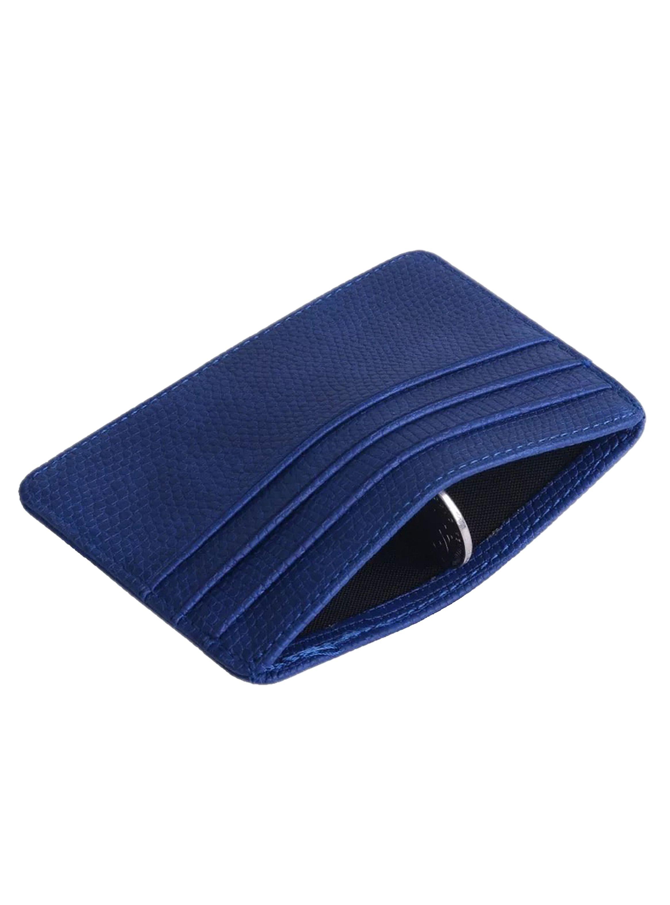 Billetera Tarjetero Doble Cara Cuero Color Azul-2