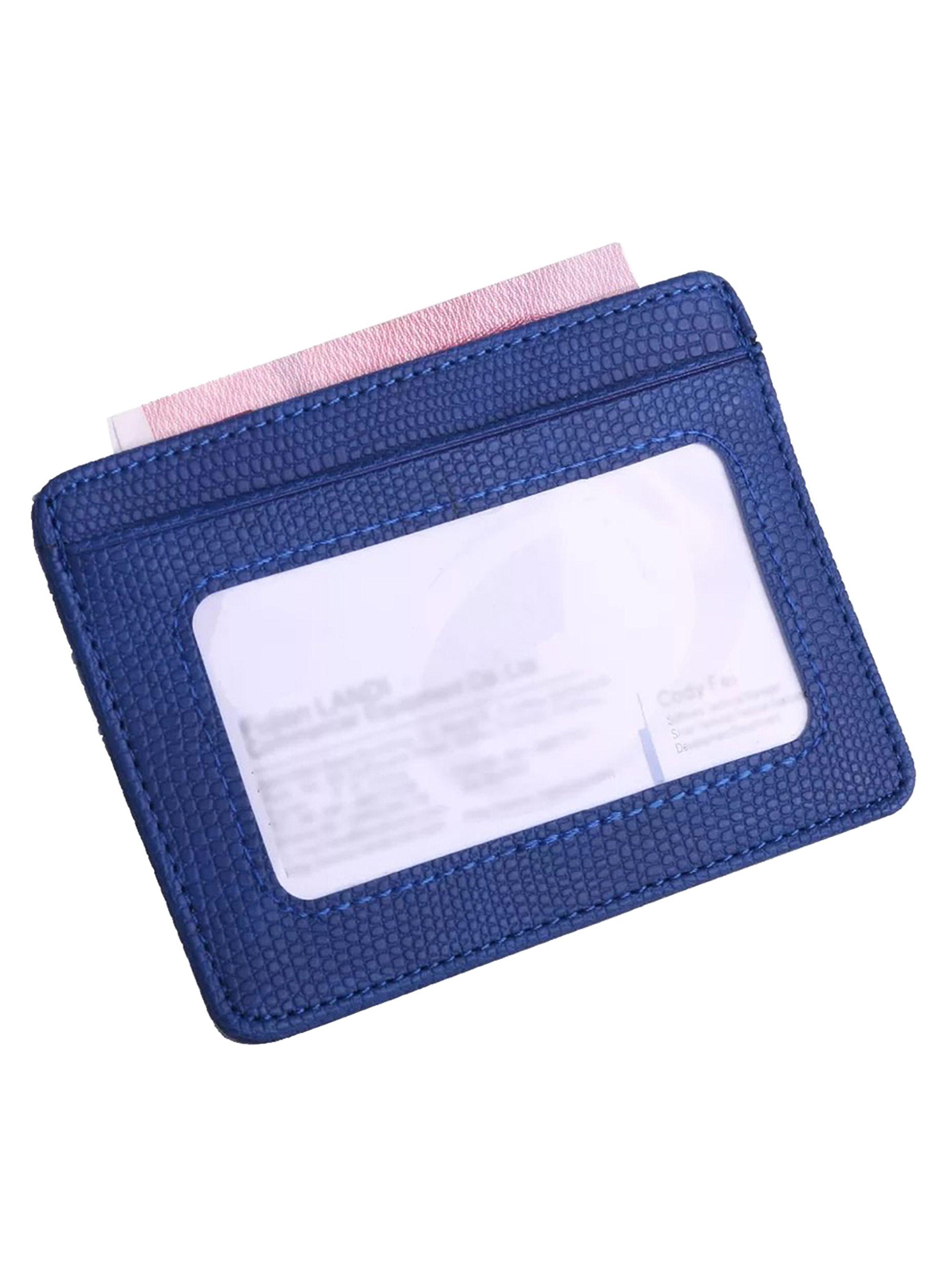 Billetera Tarjetero Doble Cara Cuero Color Azul-4