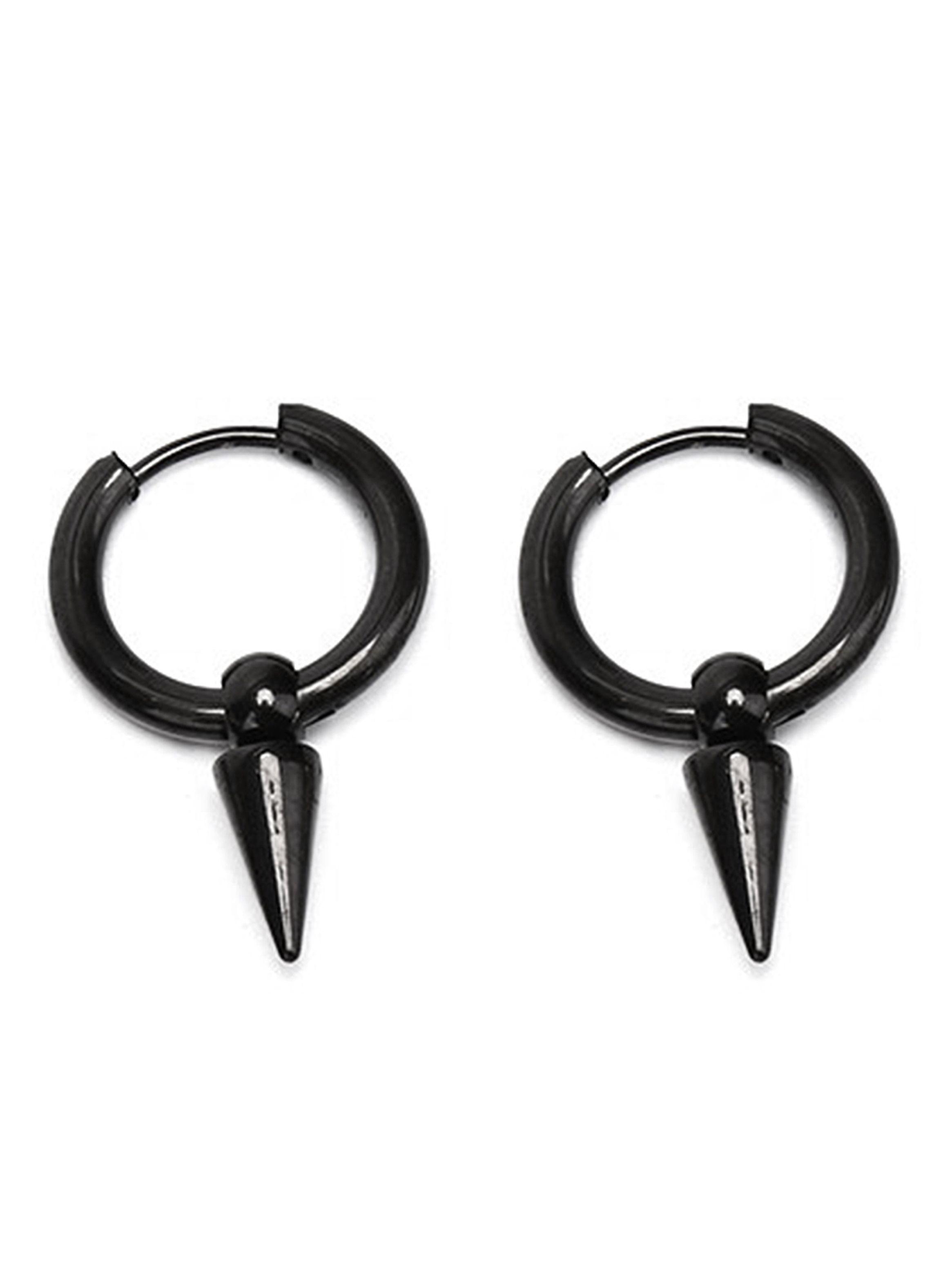 Aros Punk Espina Cono Acero Negro-0