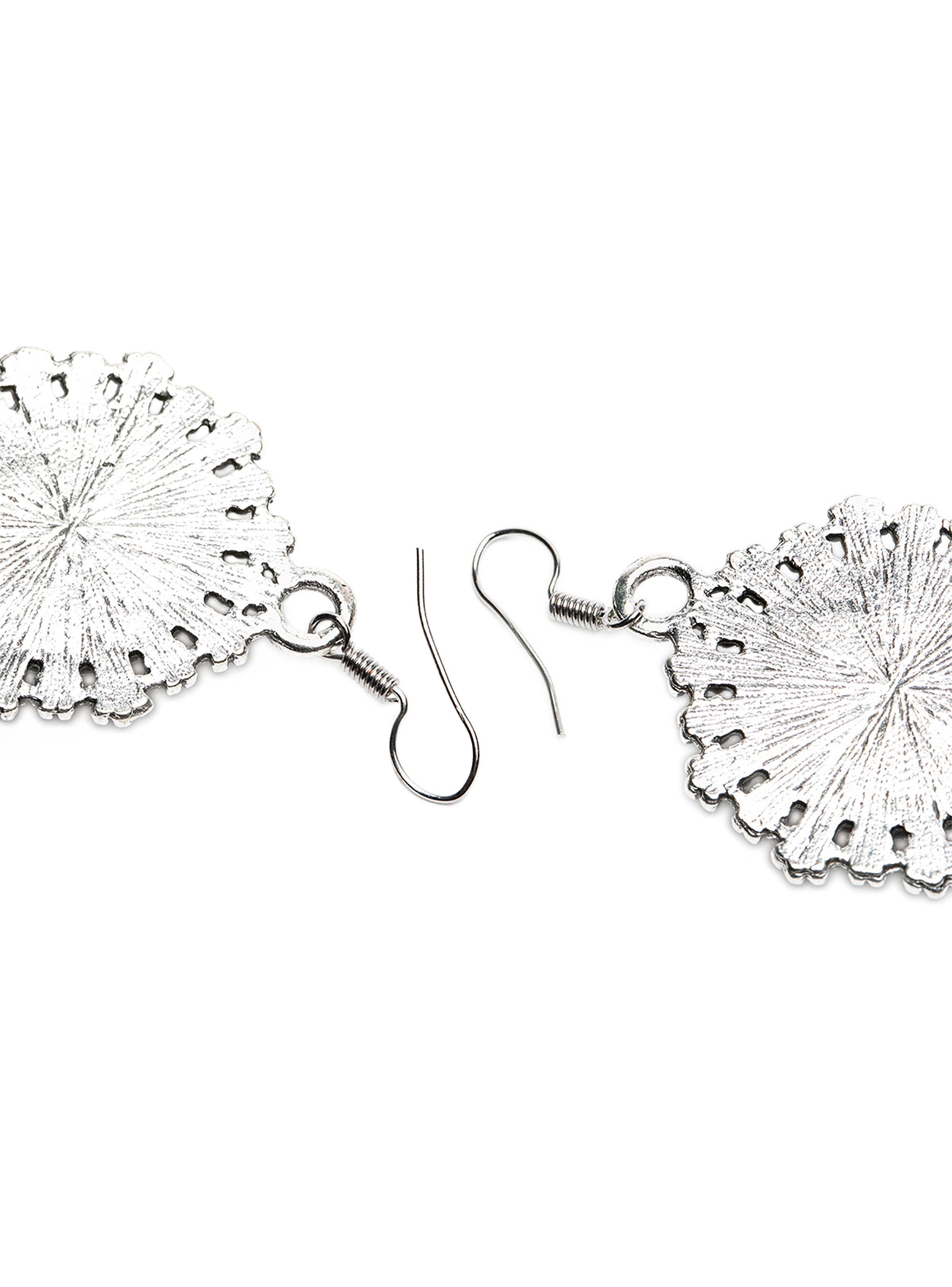 Aretes Mandala Magenta Acero Inoxidable Mujer-1