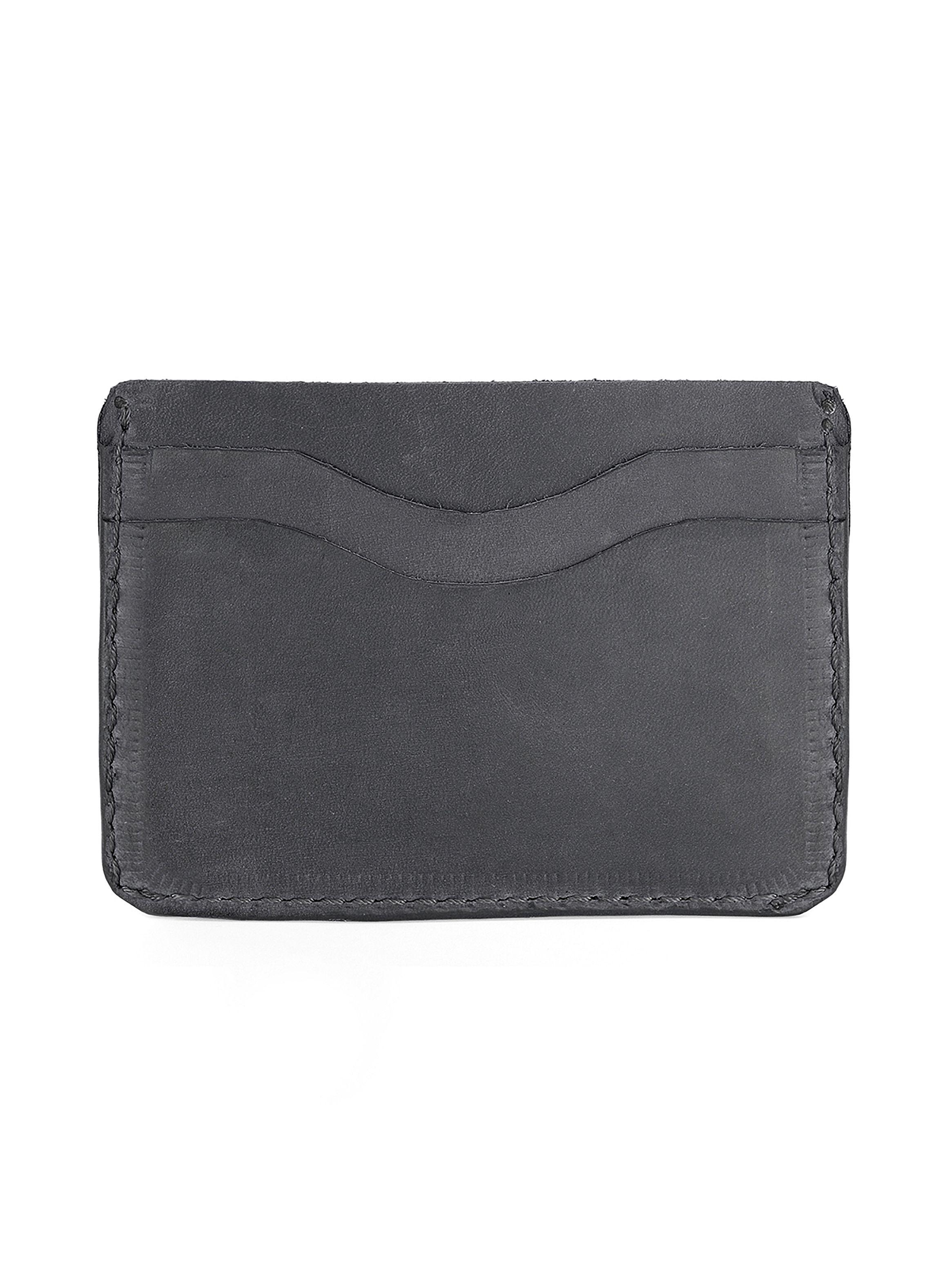 Tarjetero Simple Doble Cara Cuero Natural Negro-5
