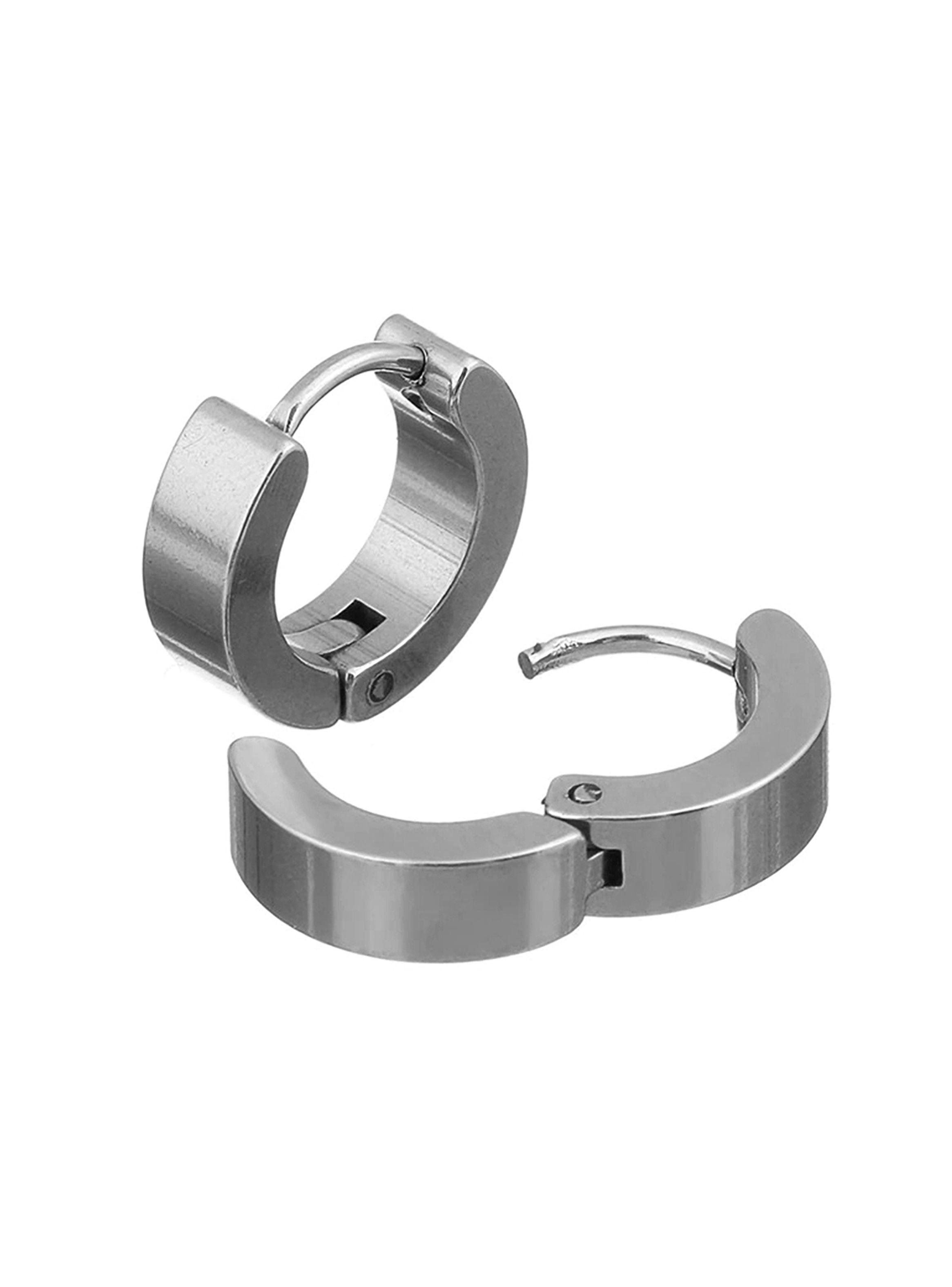 Aros Hombre Argollas Huggies Acero Plateado-3