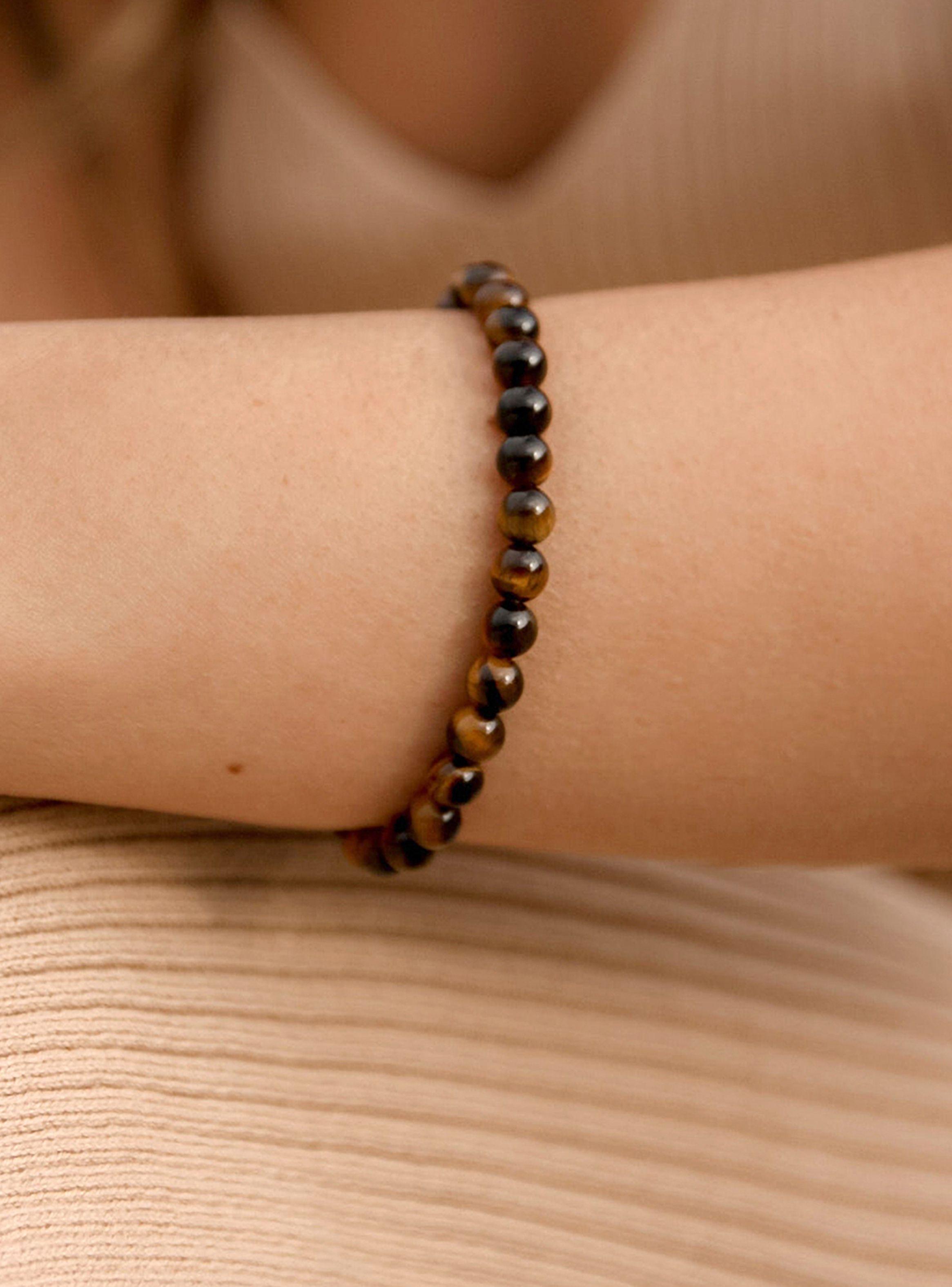 Pulsera de Protección Piedra Ojo de Tigre Elástica Unisex-4