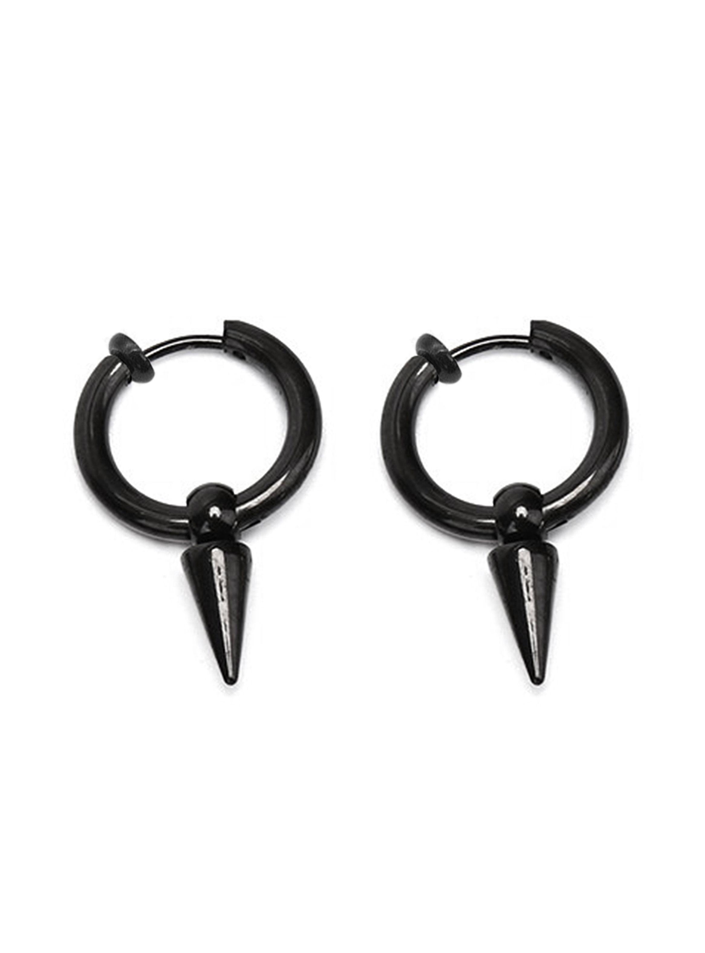 Pack 2 Pares Aros Argollas a Presión Plateadas y Negras-4