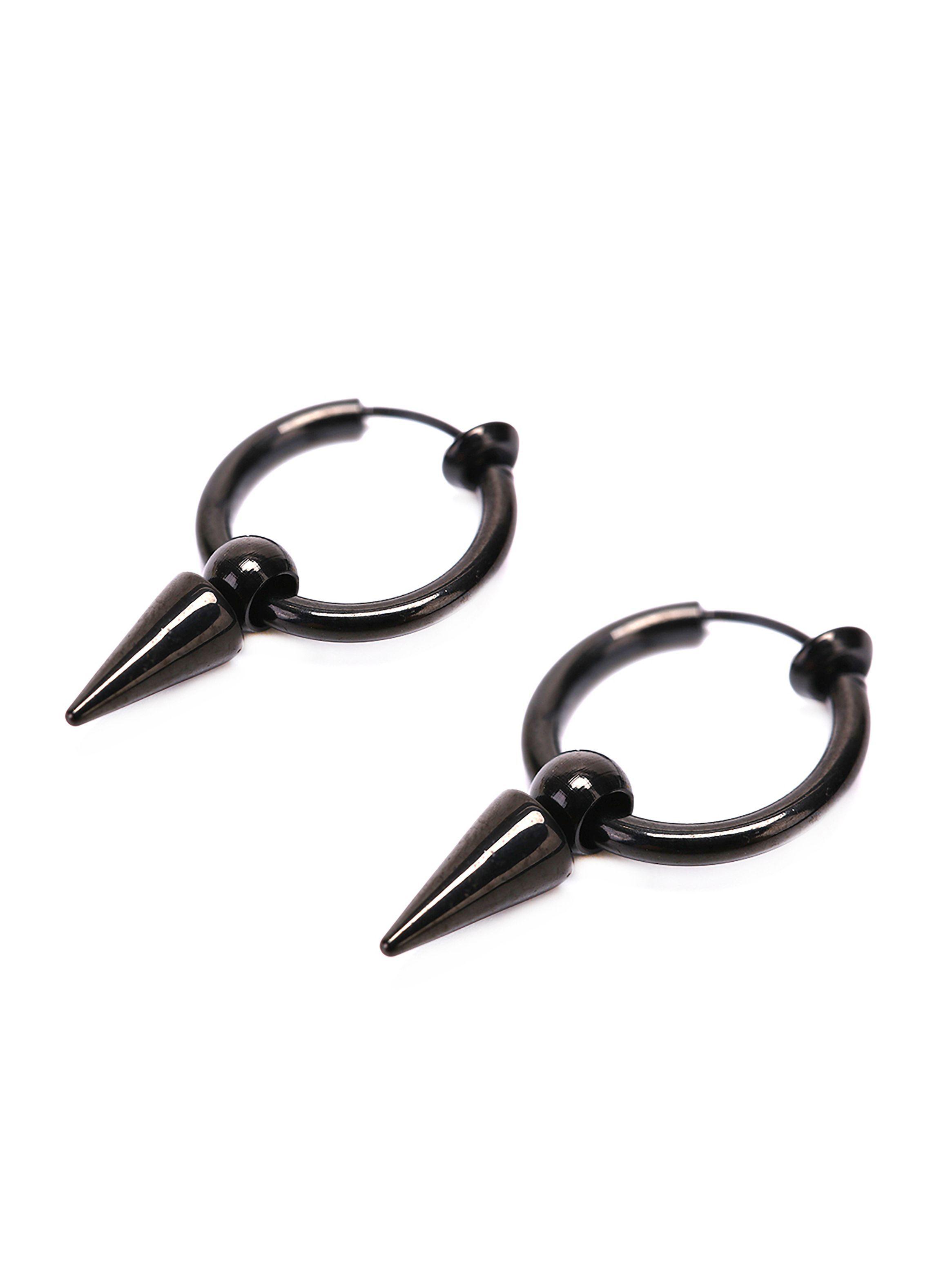 Pack 2 Pares Aros Argollas a Presión Plateadas y Negras-5