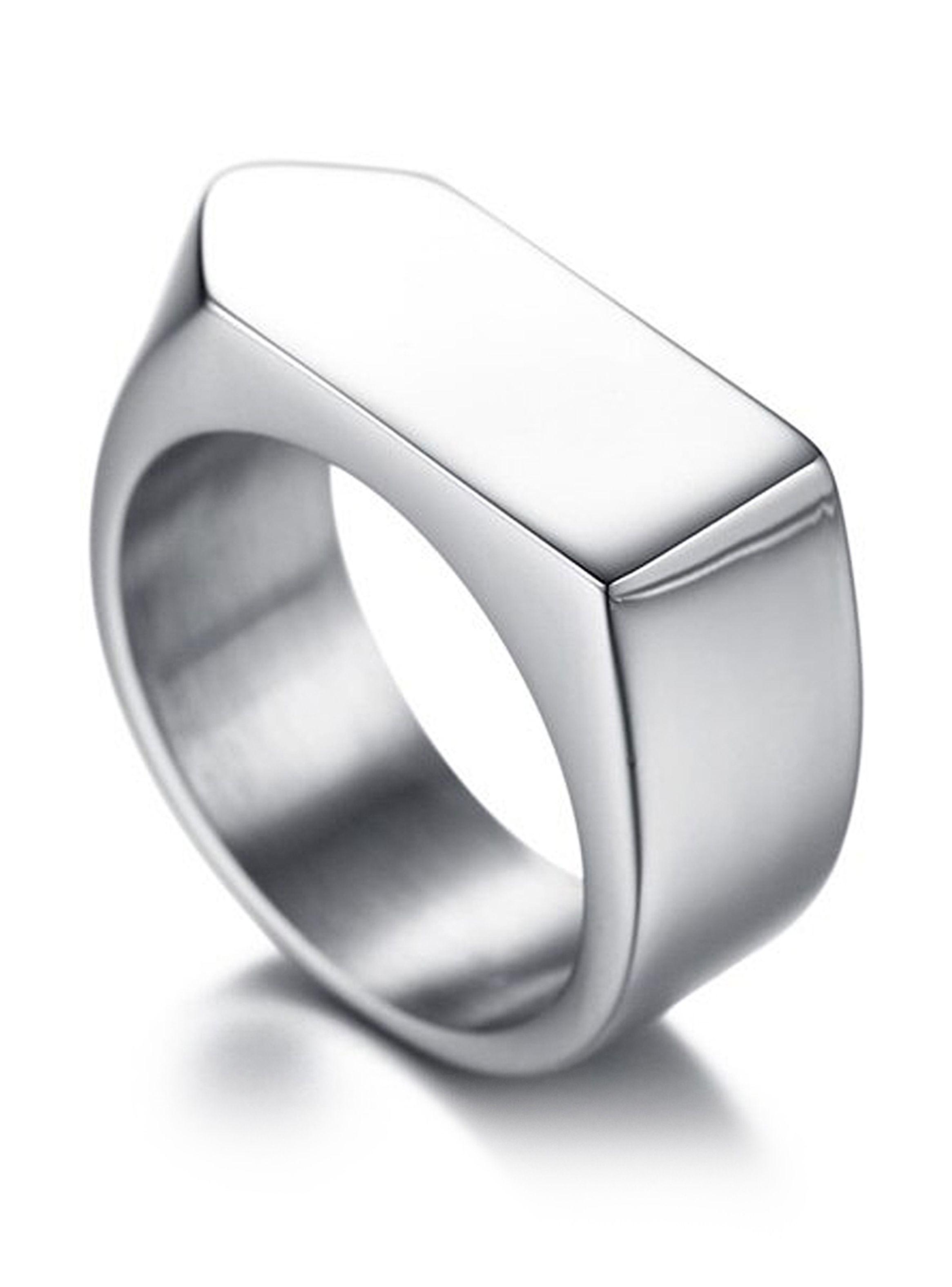 Anillos de Acero color Plata Sello Plano Flecha 12-2