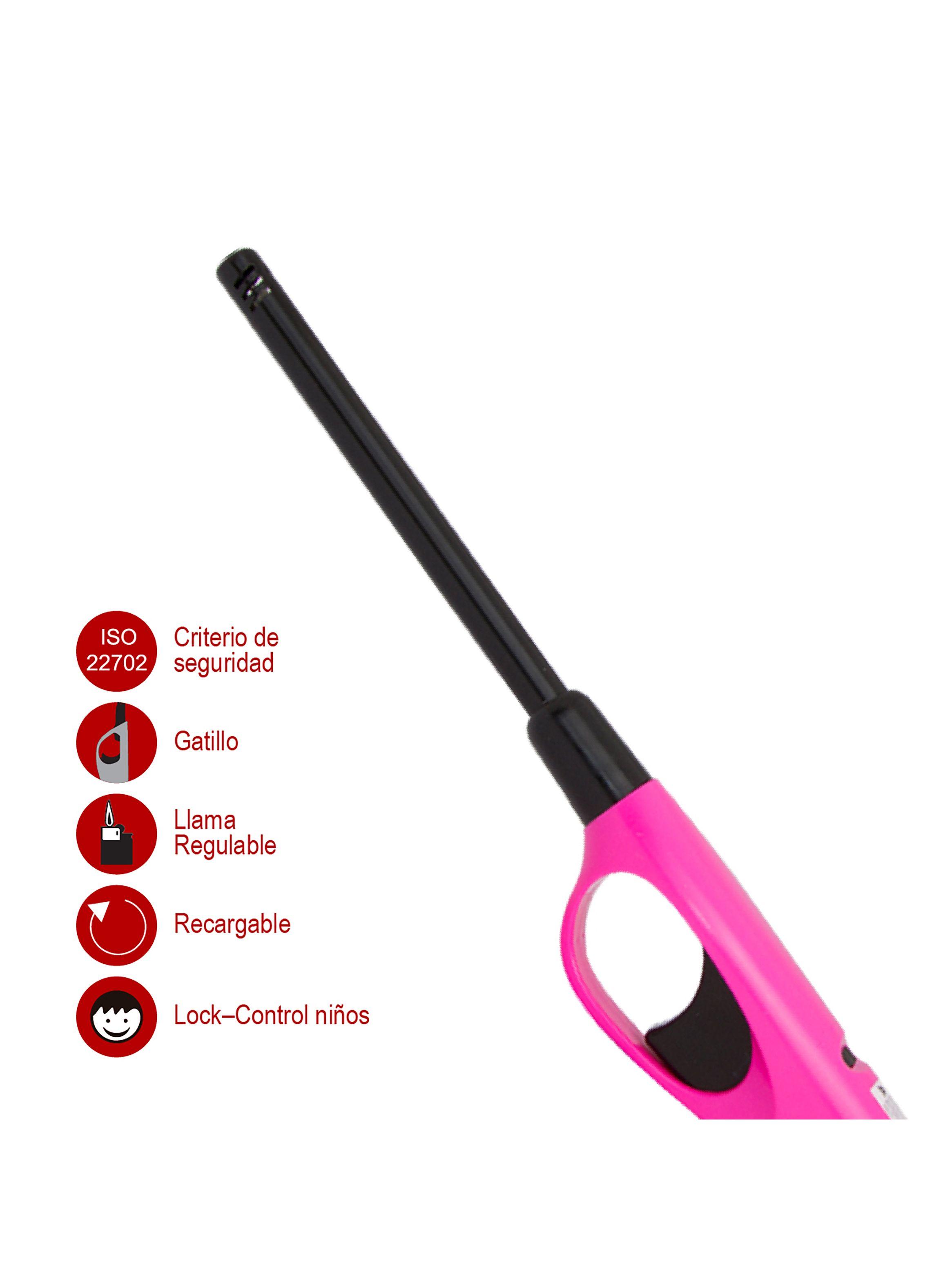 Encendedor Ronson Multipropósito Tubo Largo Con Gancho Rosado-2