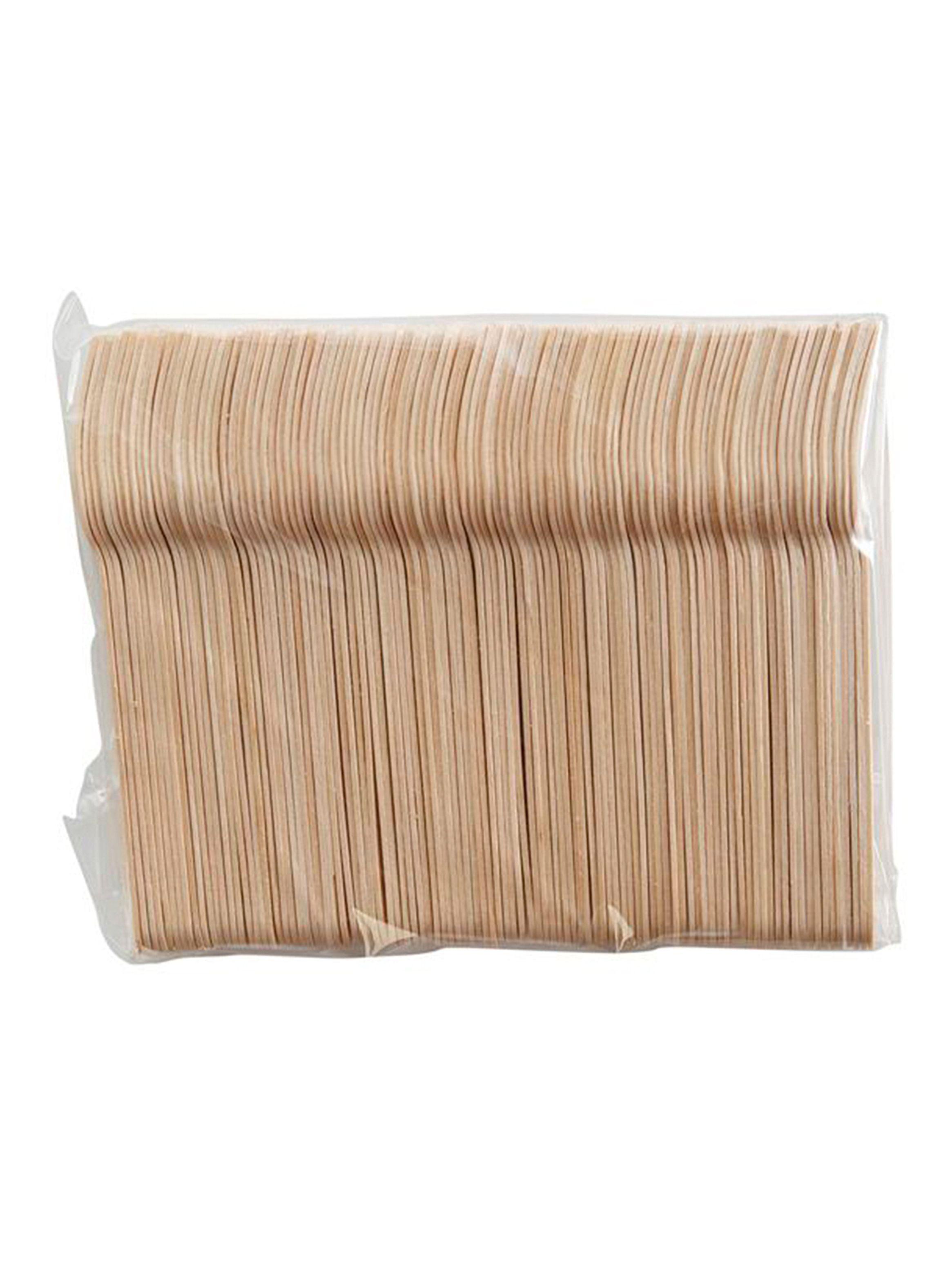 100 Tenedores Desechables Bambú Cubiertos Madera Ecológico-2